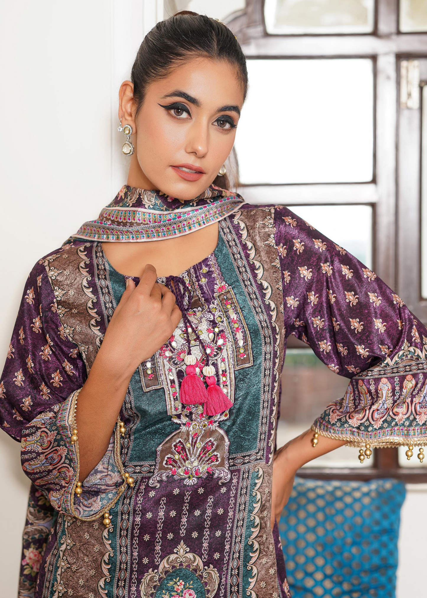 Purple Embellished Sharara