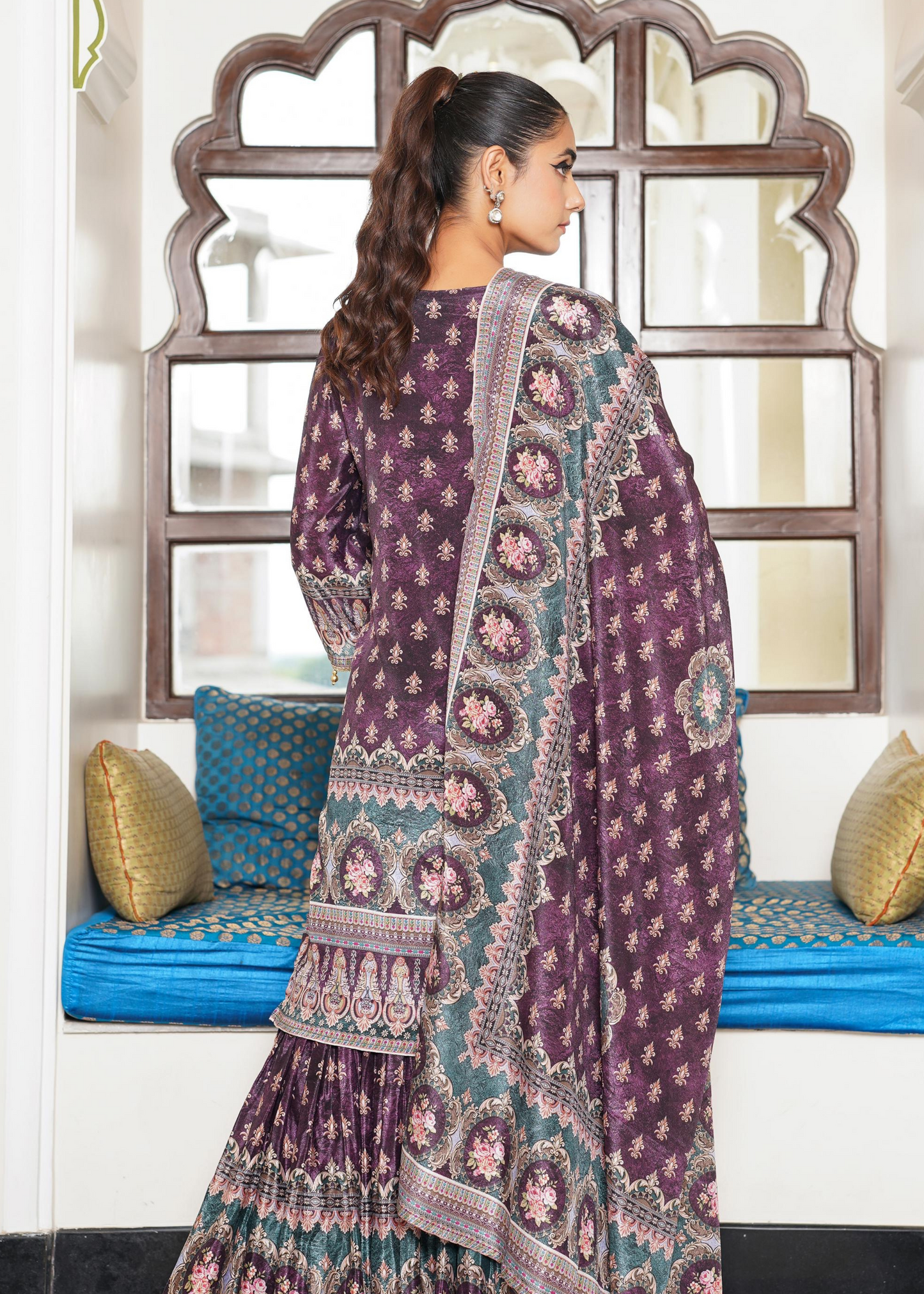 Purple Embellished Sharara