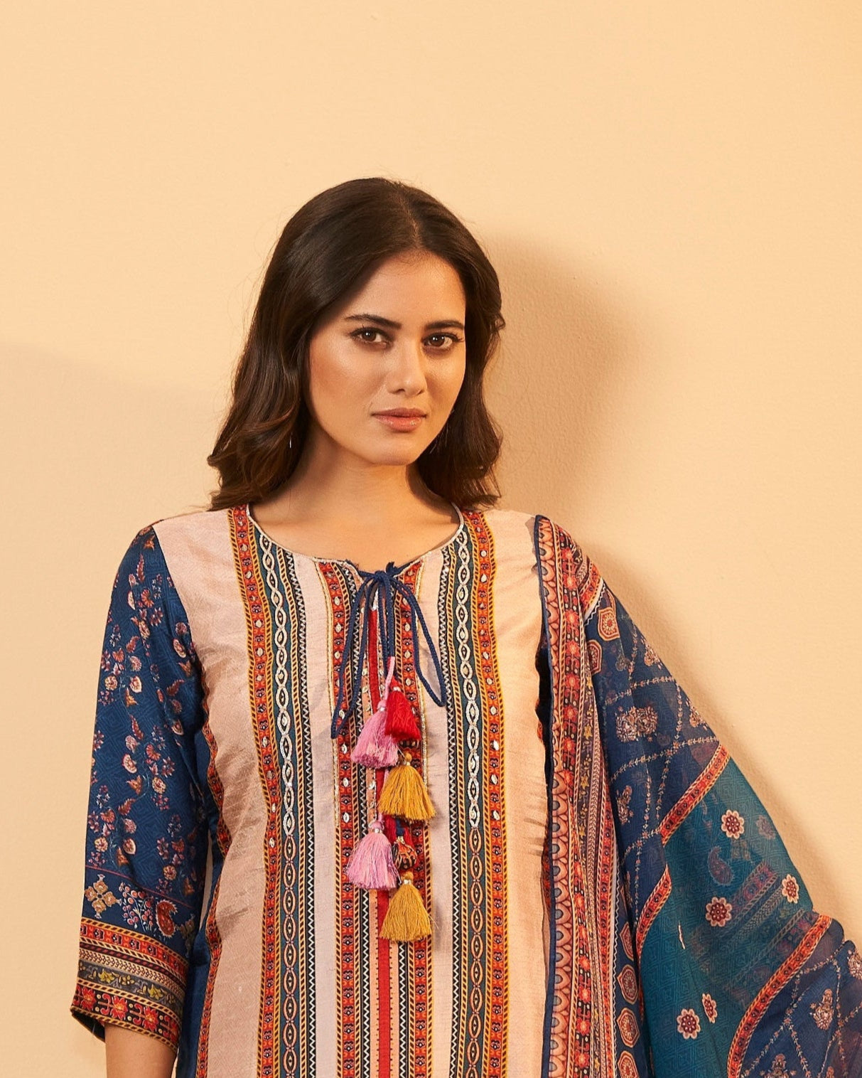 Blue & Ivory Printed Salwar