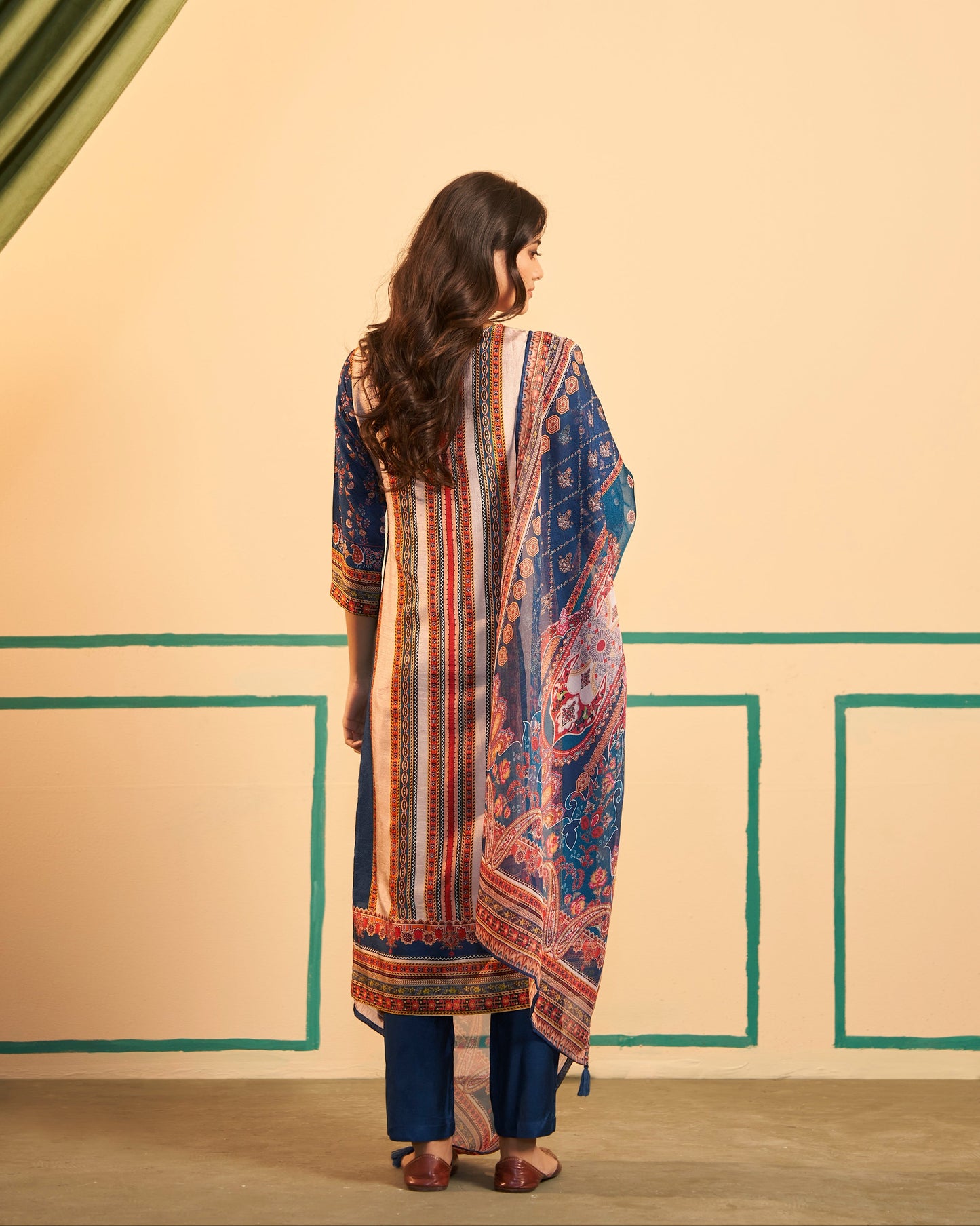 Blue & Ivory Printed Salwar