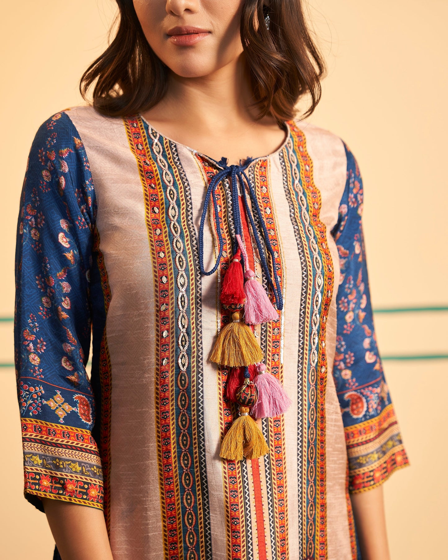 Blue & Ivory Printed Salwar