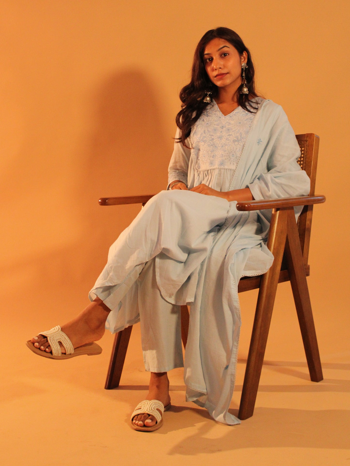 Sky Blue Salwar Set | Pure Cotton | 3 Piece Set