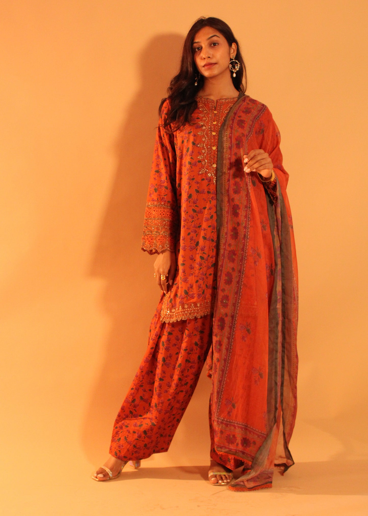 Burnt Orange Farshi Salwar