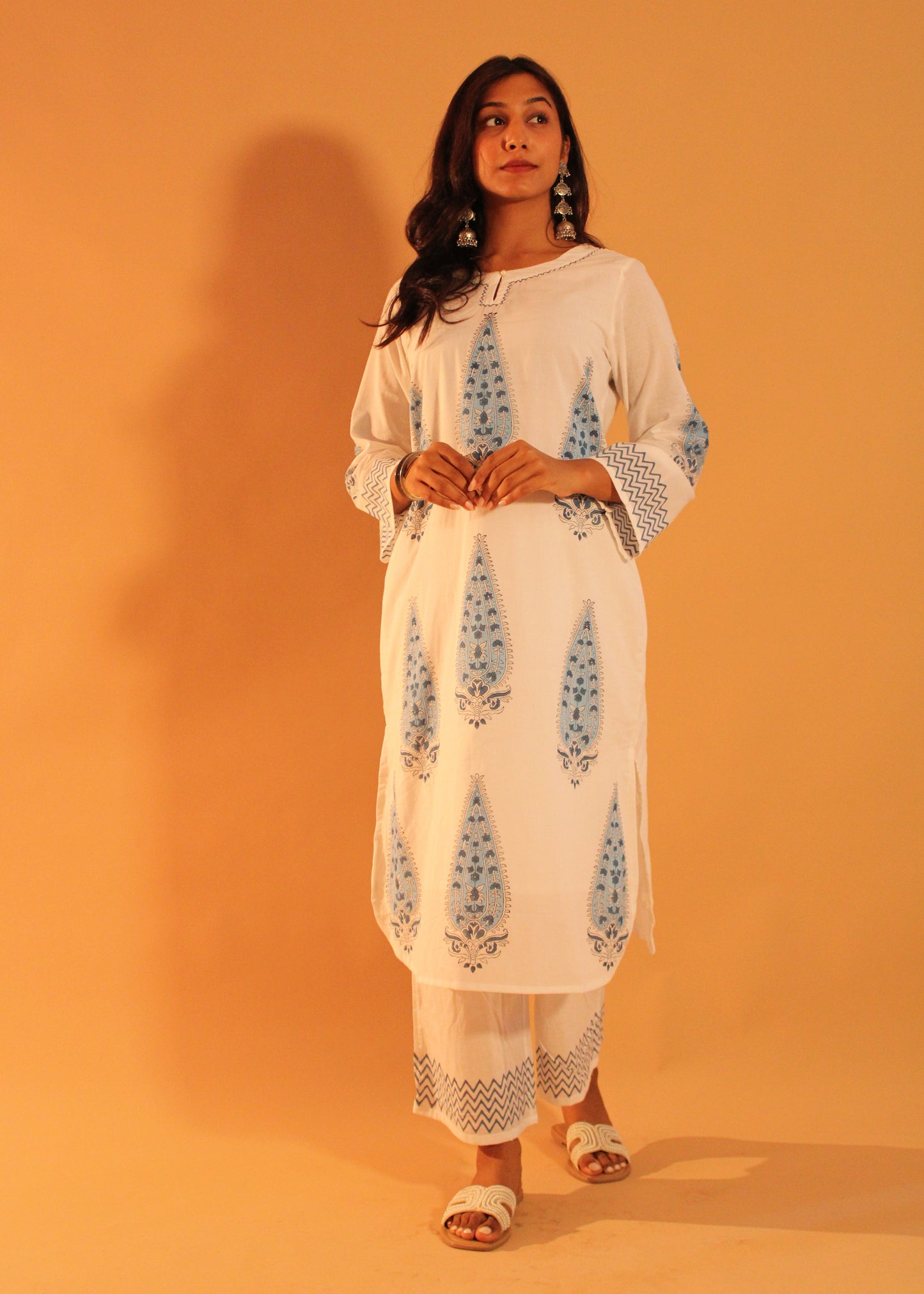 Blue-White Printed Coord