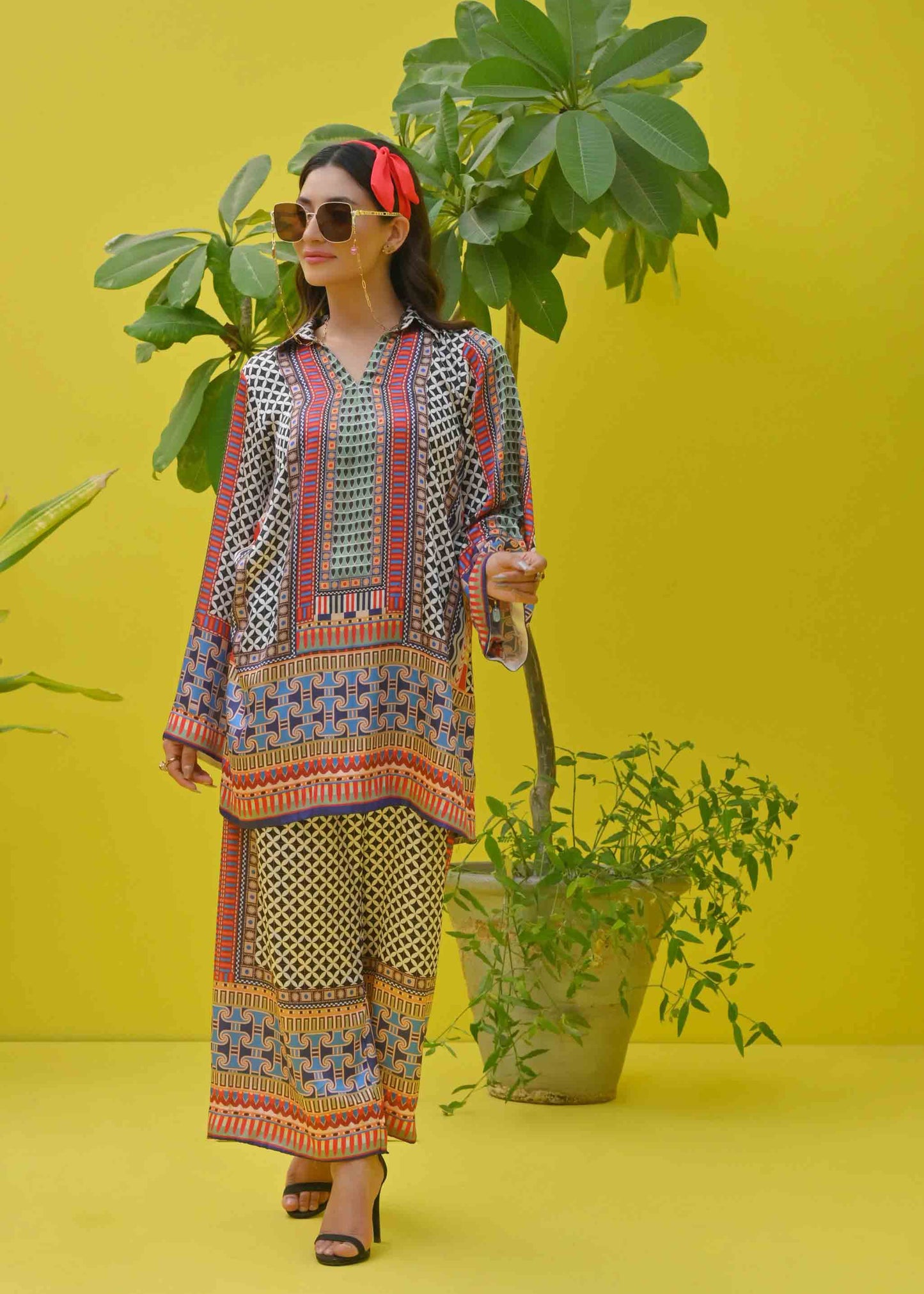 Printed Checks Coord Set