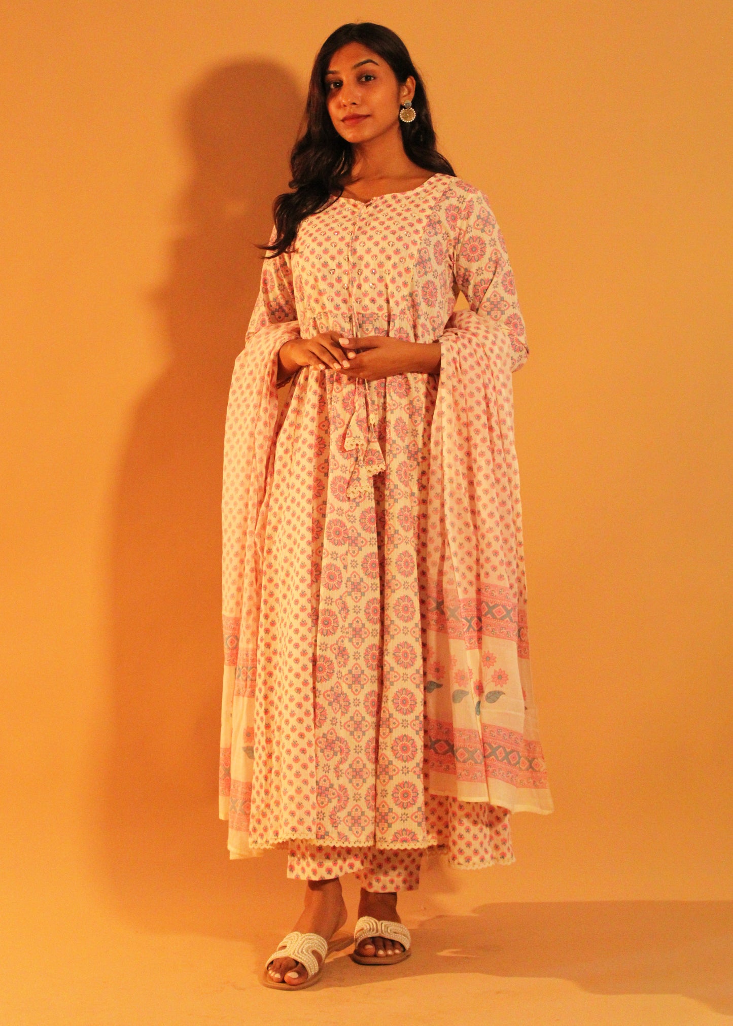 Floral Pink Anarkali Salwar