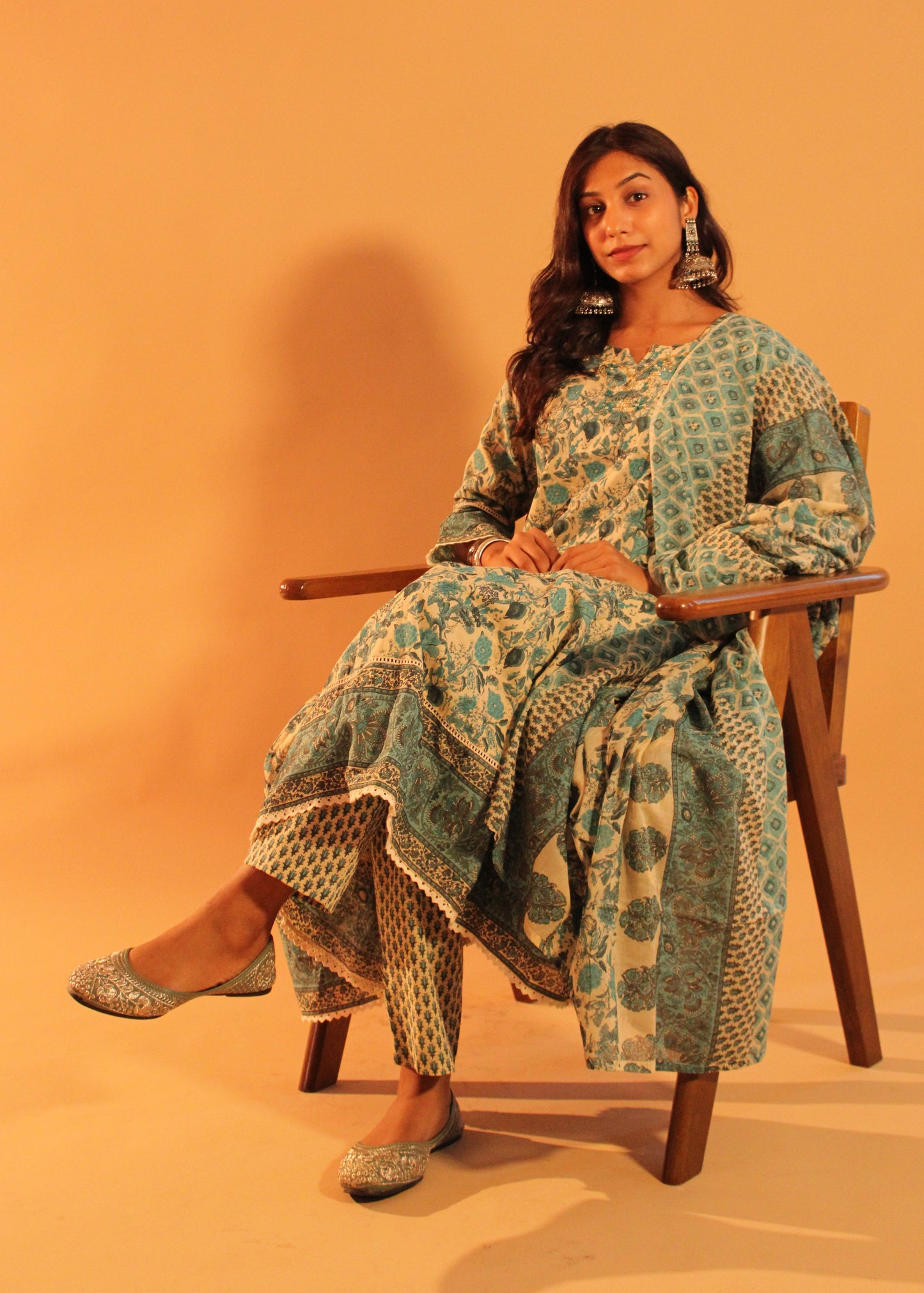 Floral Blue Anarkali Salwar