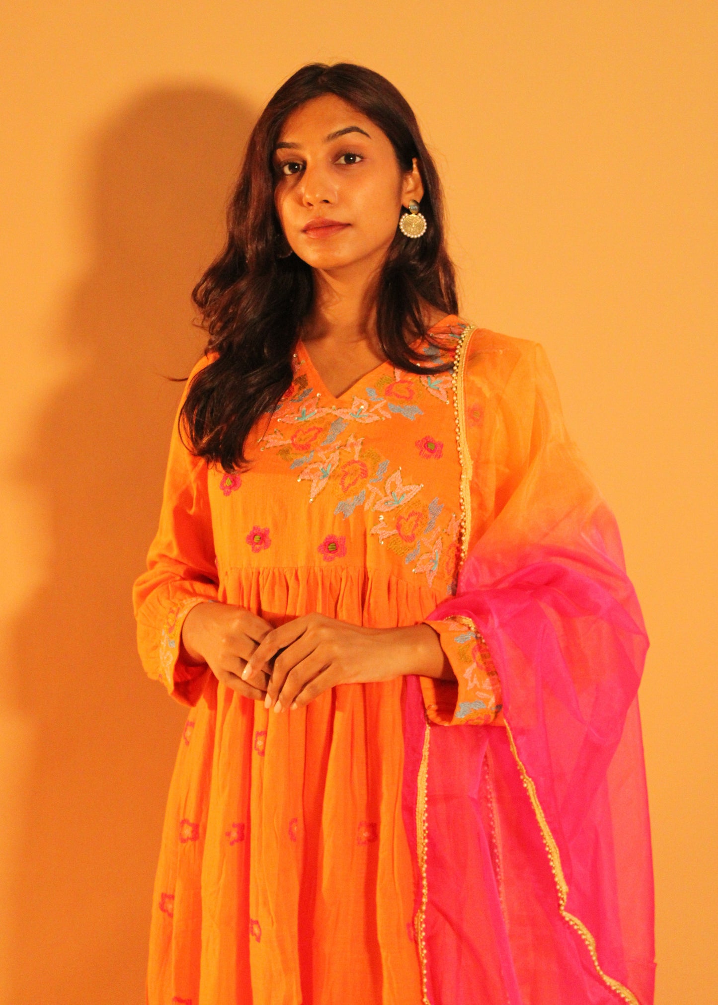 Orange Pink Anarkali