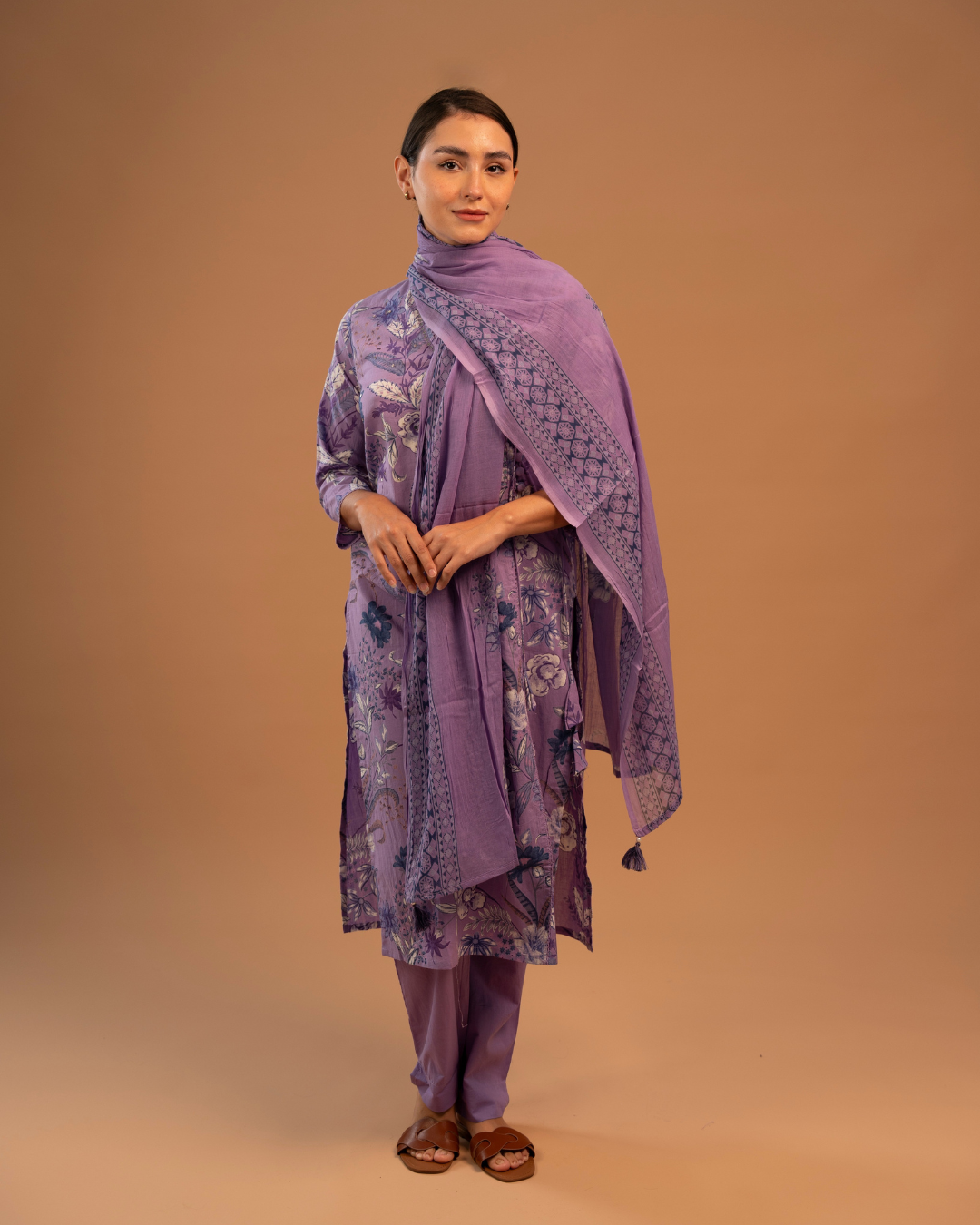 Lavender Salwar Set | Mul Cotton | 3 Piece Set