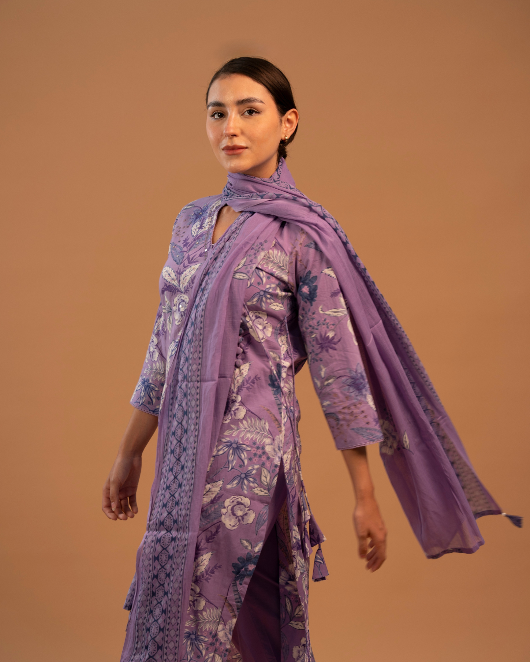 Lavender Salwar Set | Mul Cotton | 3 Piece Set