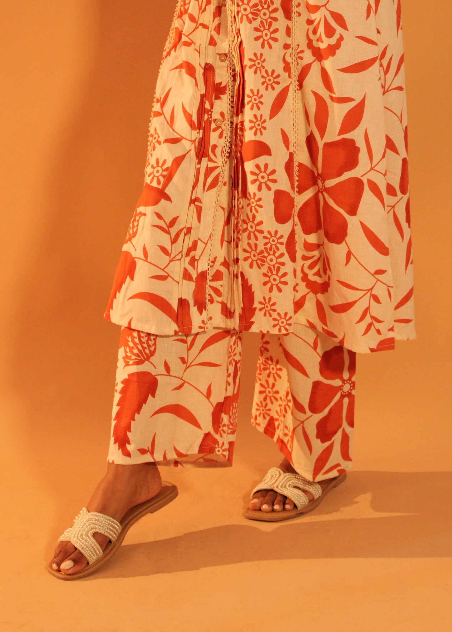 Orange Block Printed Coord
