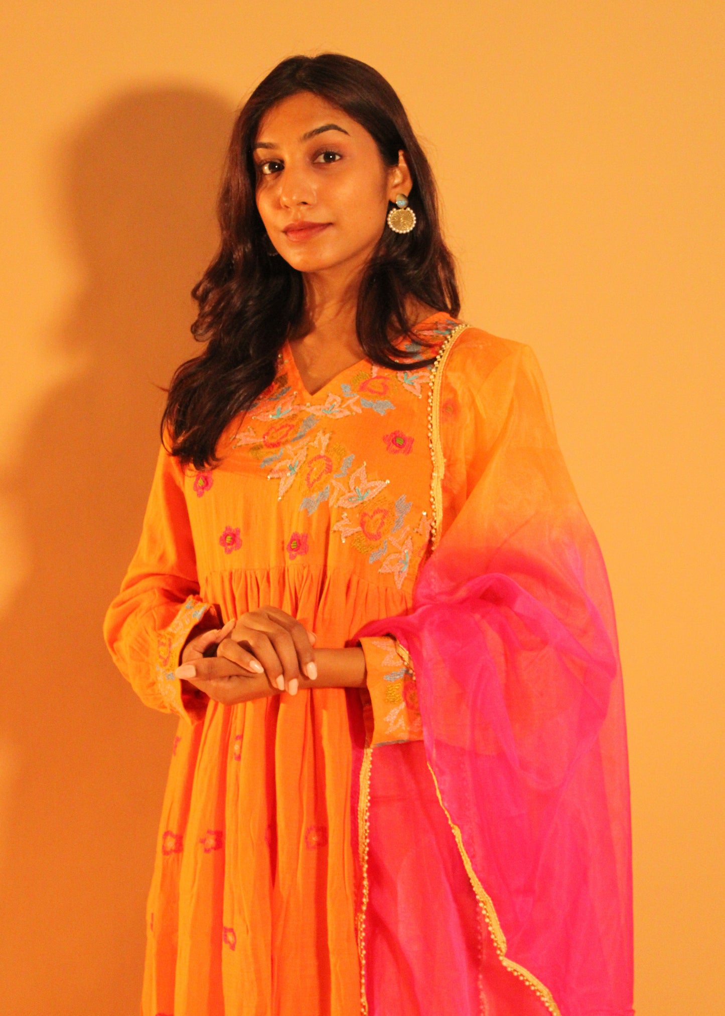 Orange Pink Anarkali