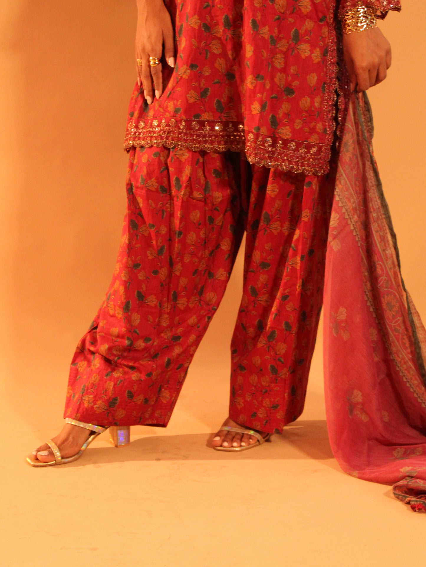 Pink Farshi Salwar Set | Pure Cotton | 3 Piece Set
