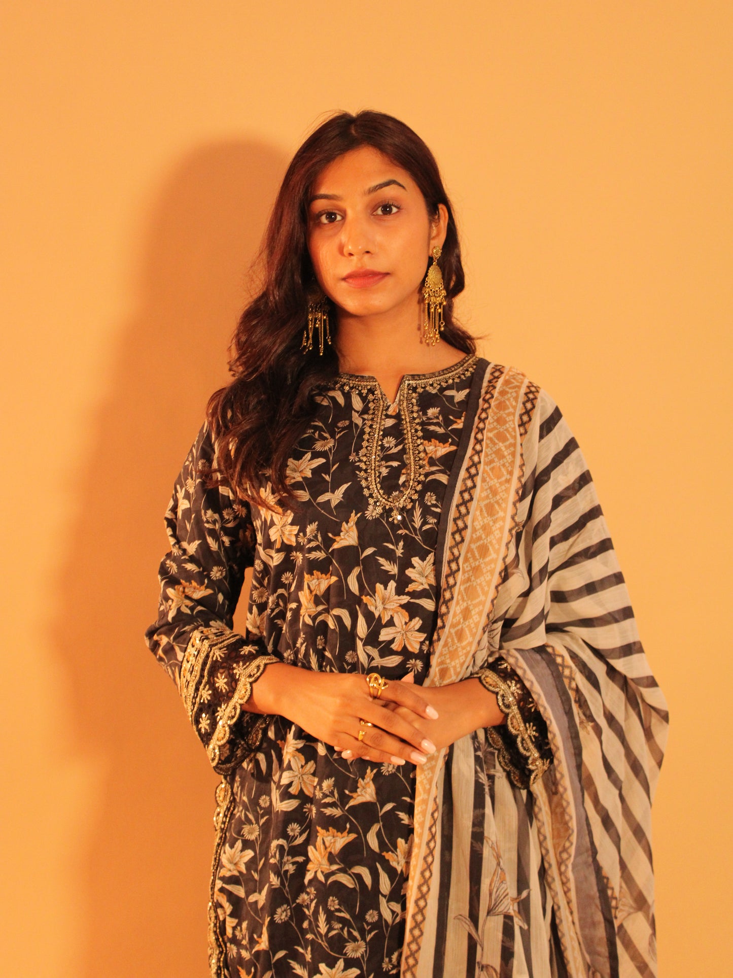 Black Farshi Salwar Set | Pure Cotton | 3 Piece Set