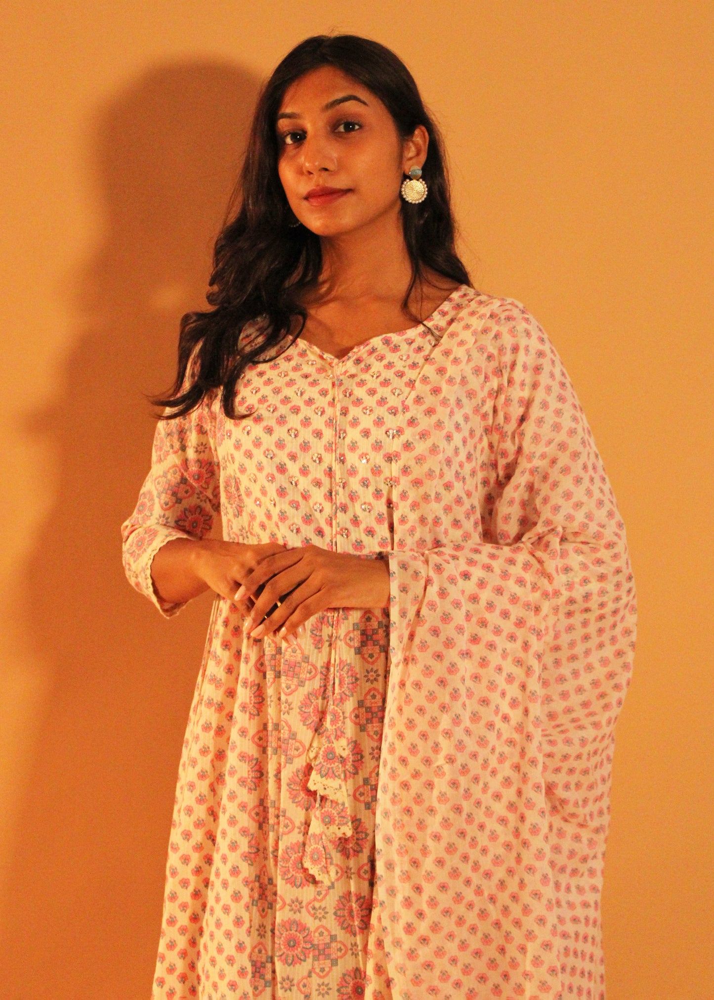 Floral Pink Anarkali Salwar