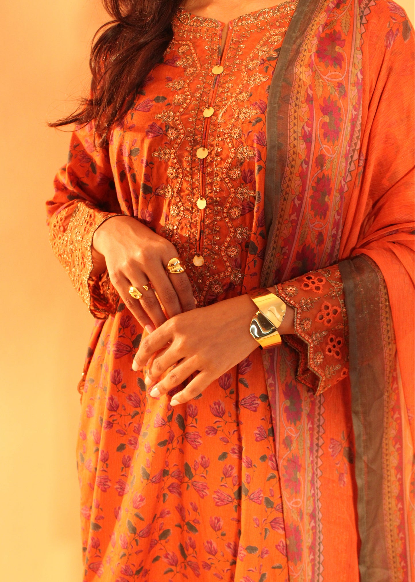 Burnt Orange Farshi Salwar