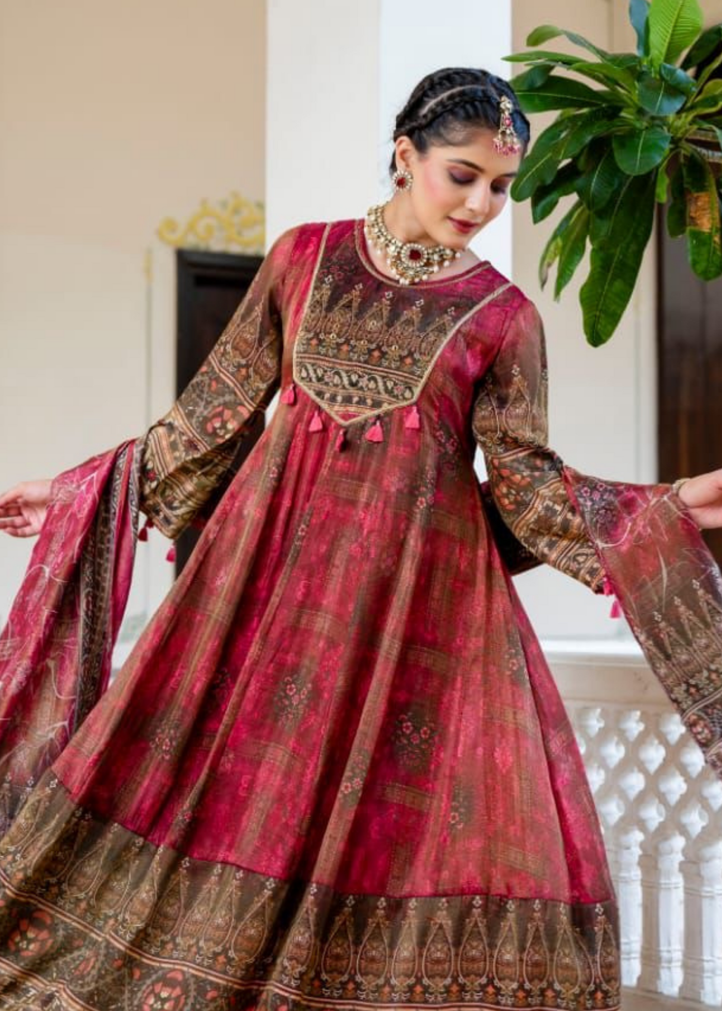 Pink with Tassels Anarkali