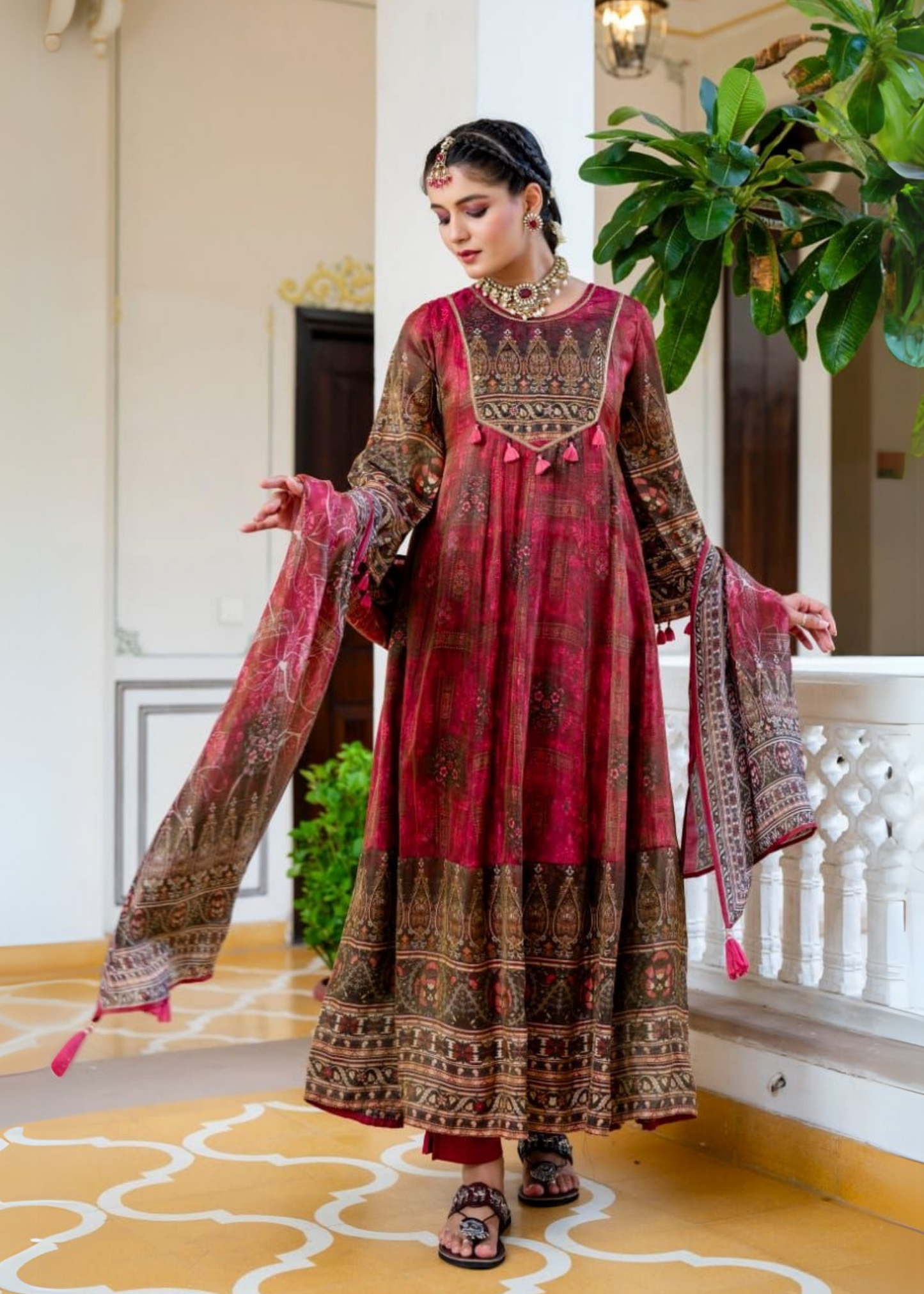 Pink with Tassels Anarkali