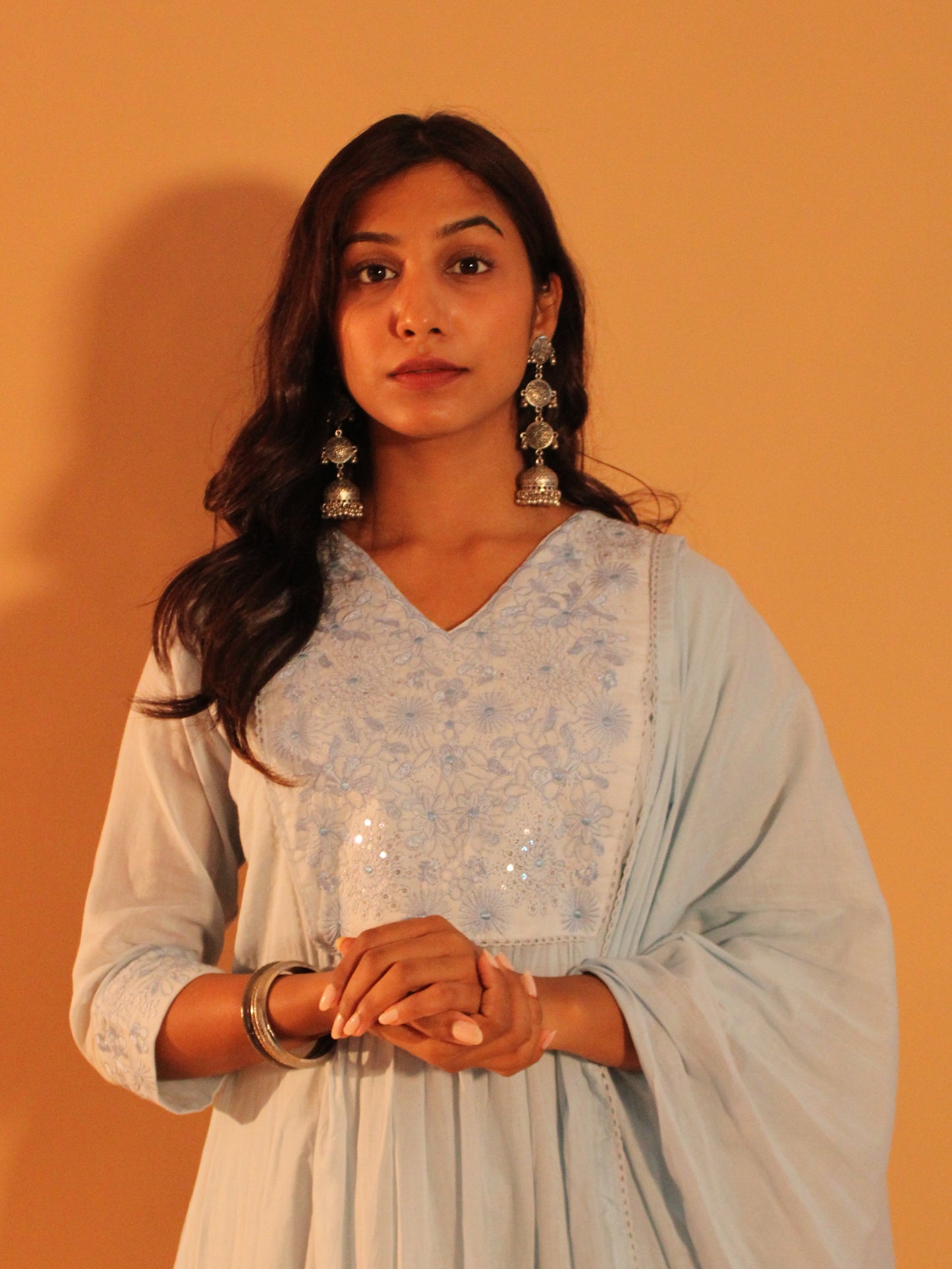 Sky Blue Salwar Set | Pure Cotton | 3 Piece Set