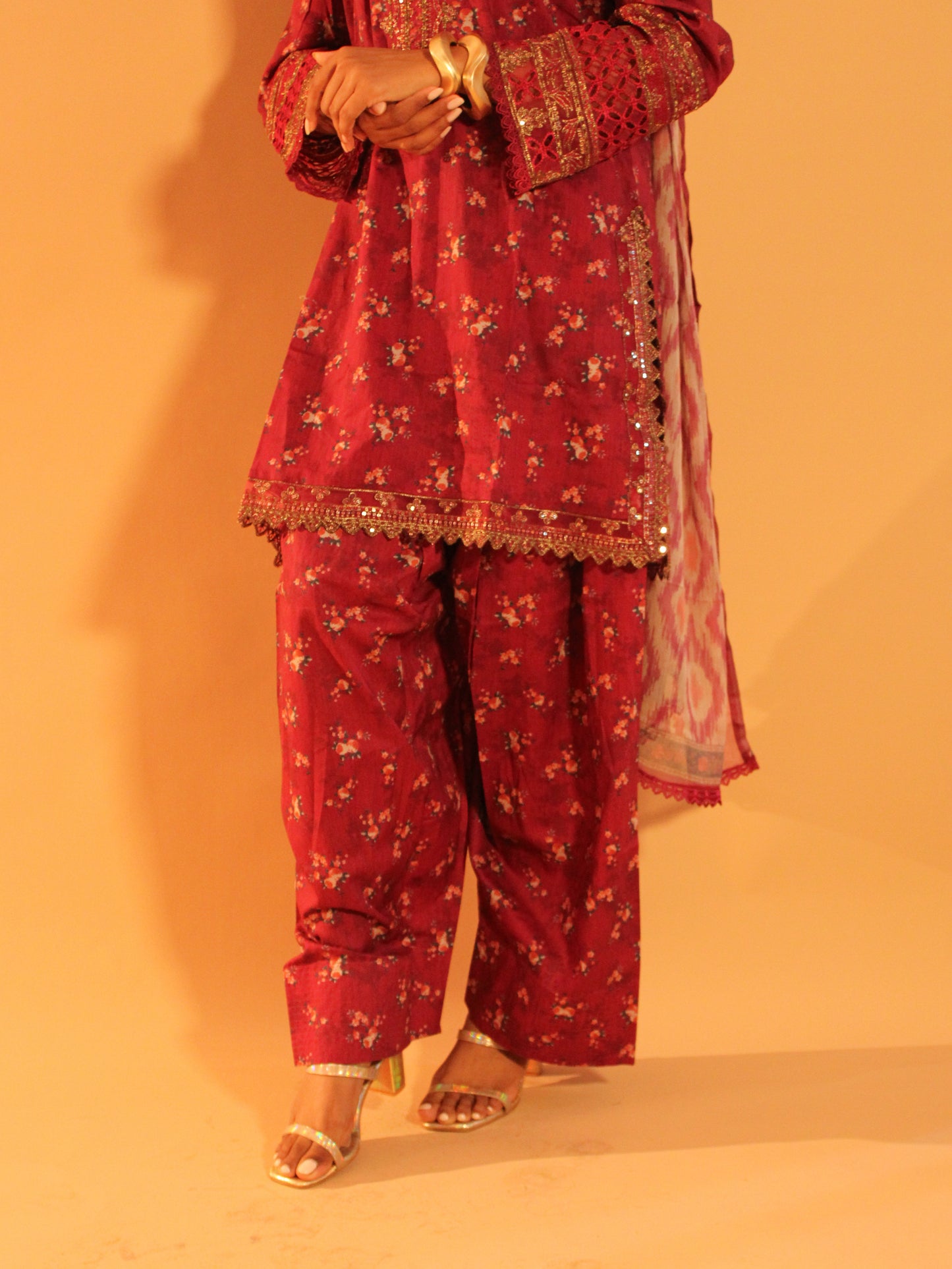 Deep Pink Farshi Salwar Set | Pure Cotton | 3 Piece Set