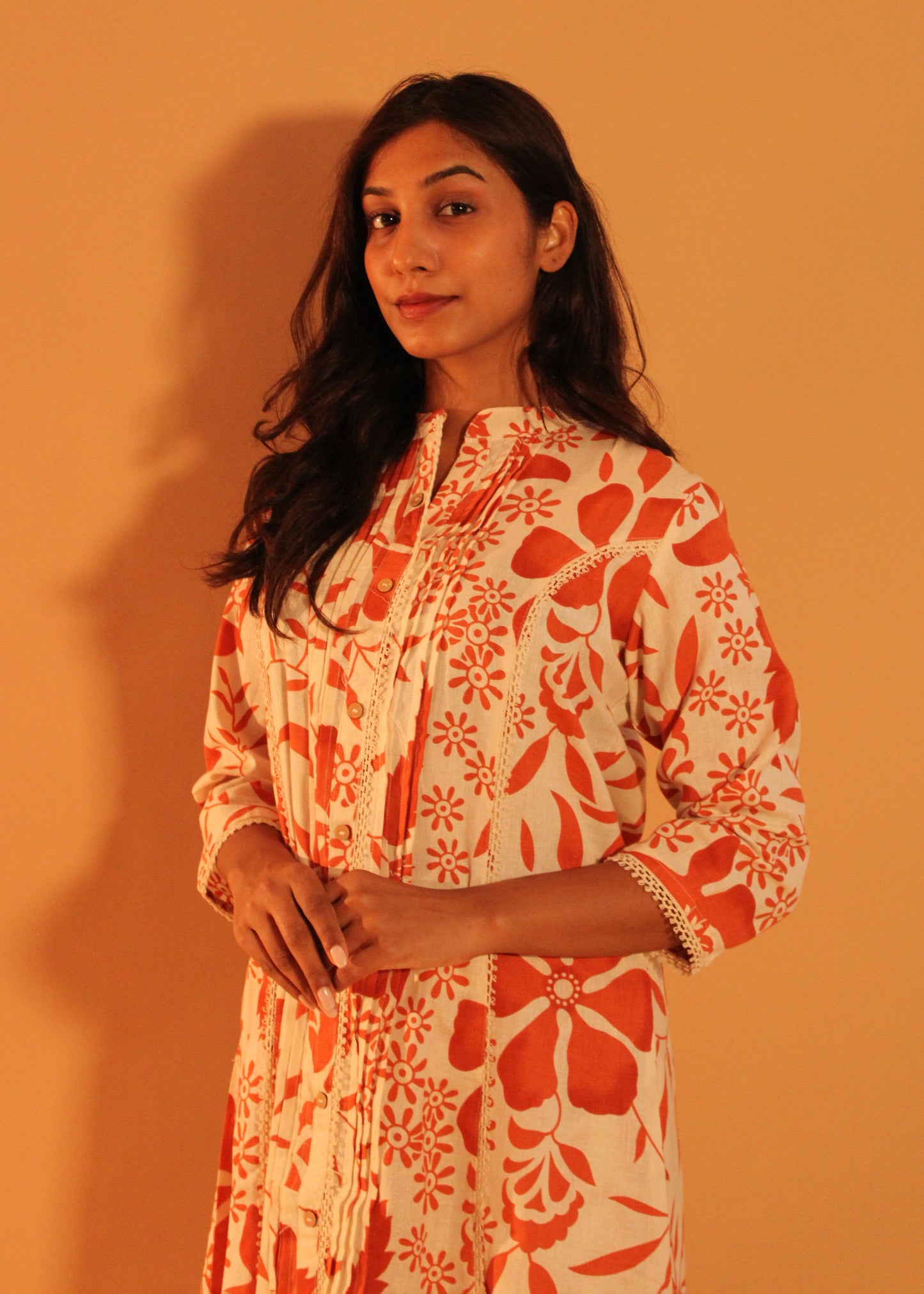 Orange Block Printed Coord