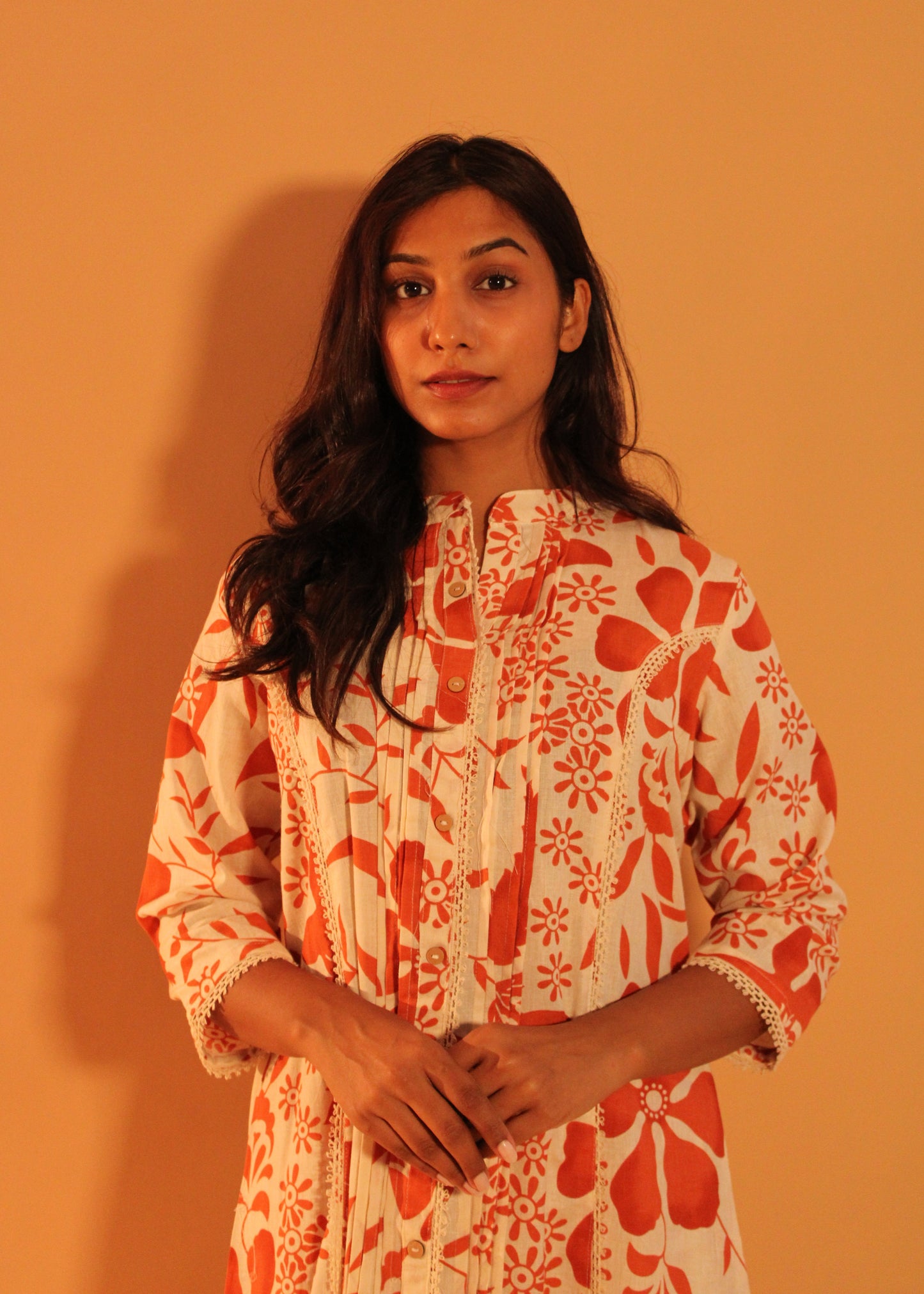 Orange Block Printed Coord