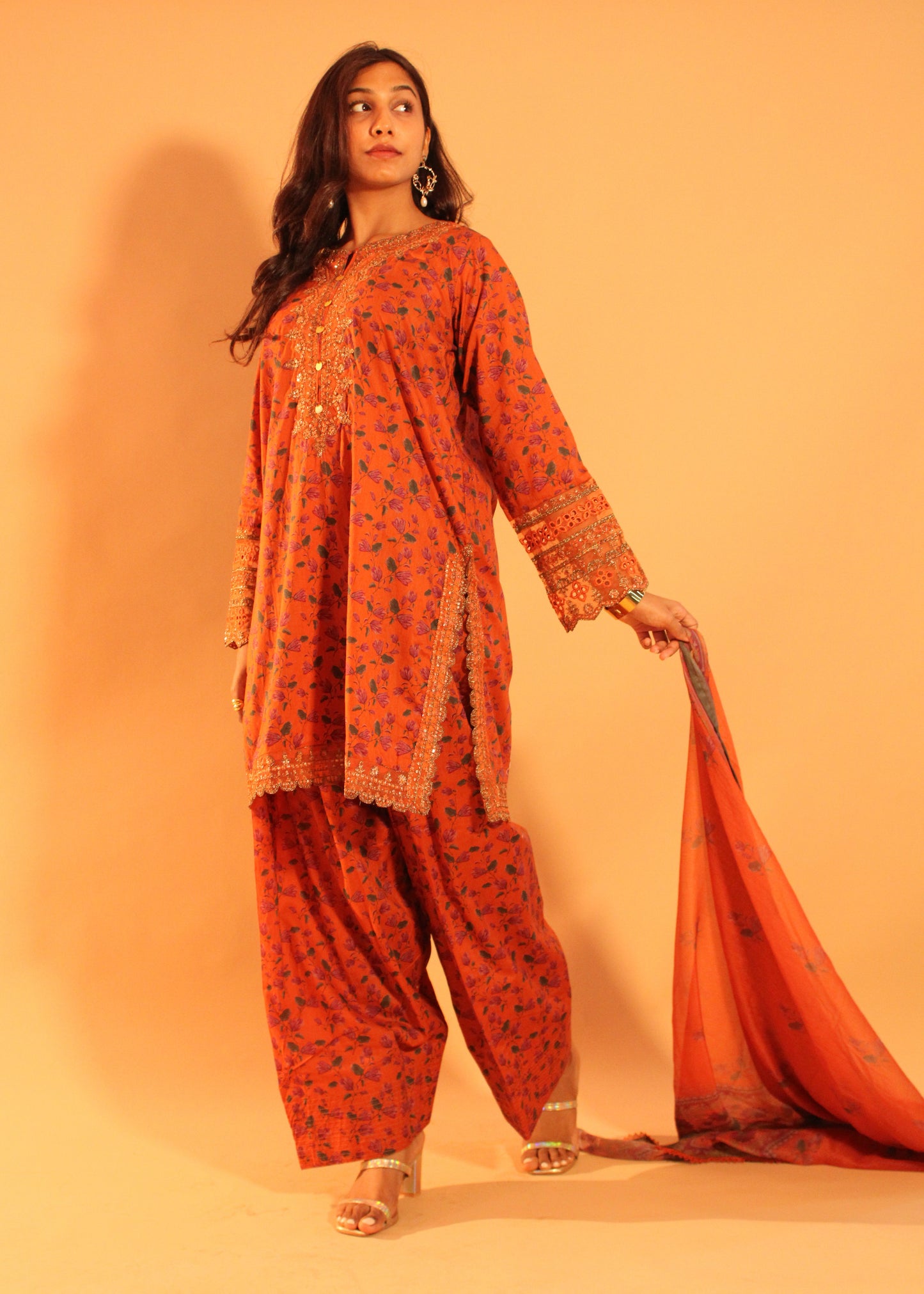 Burnt Orange Farshi Salwar