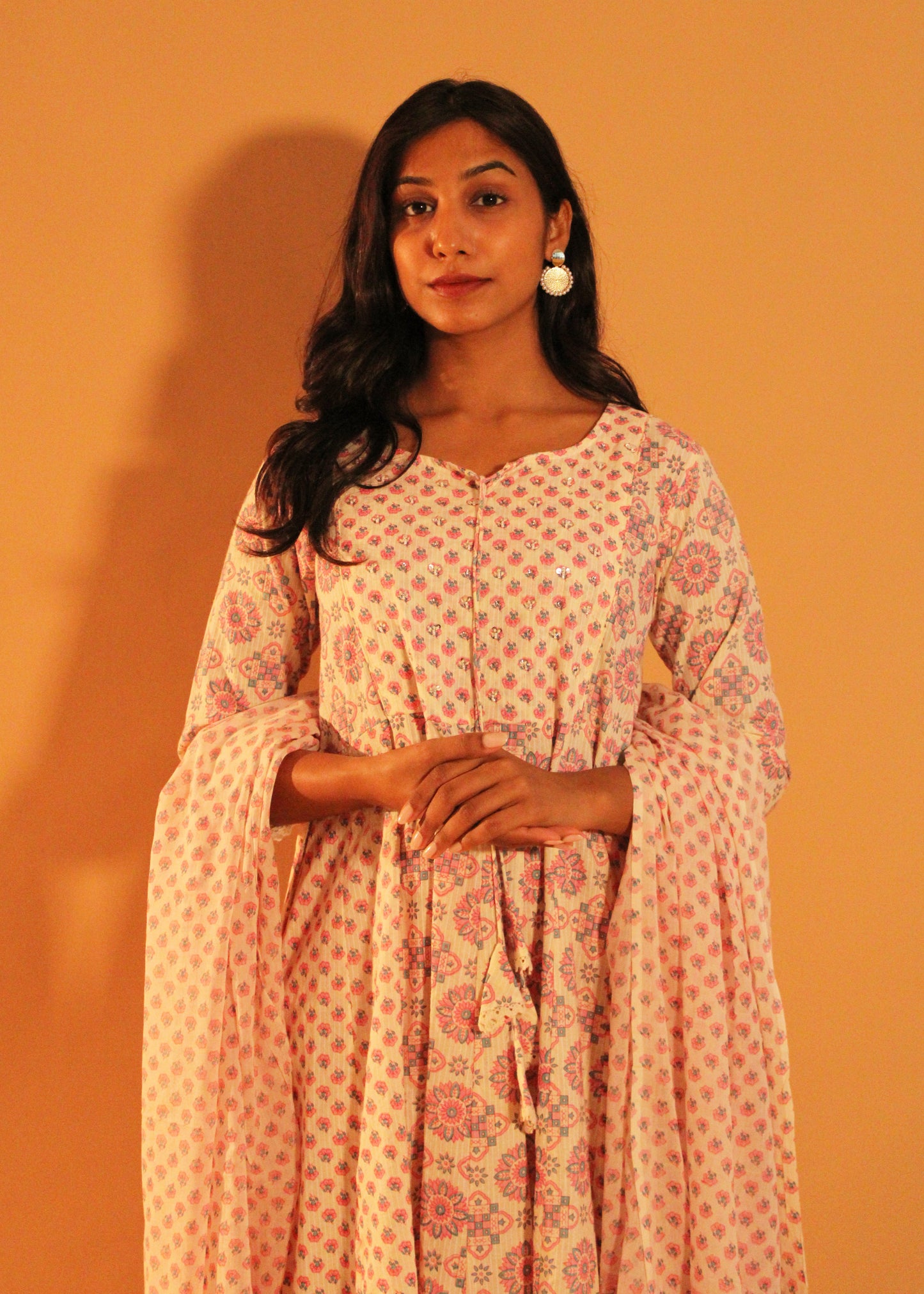 Floral Pink Anarkali Salwar