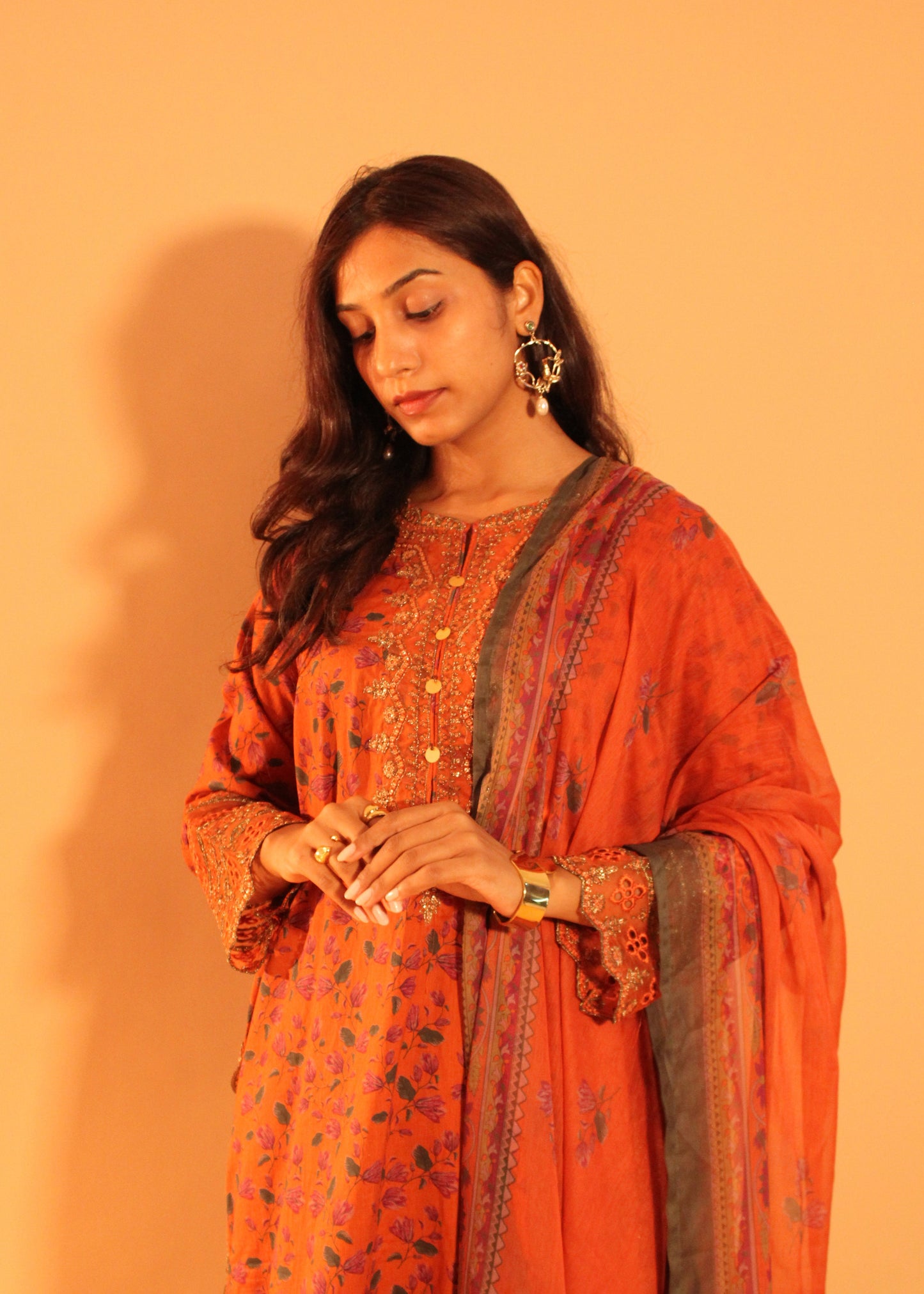 Burnt Orange Farshi Salwar