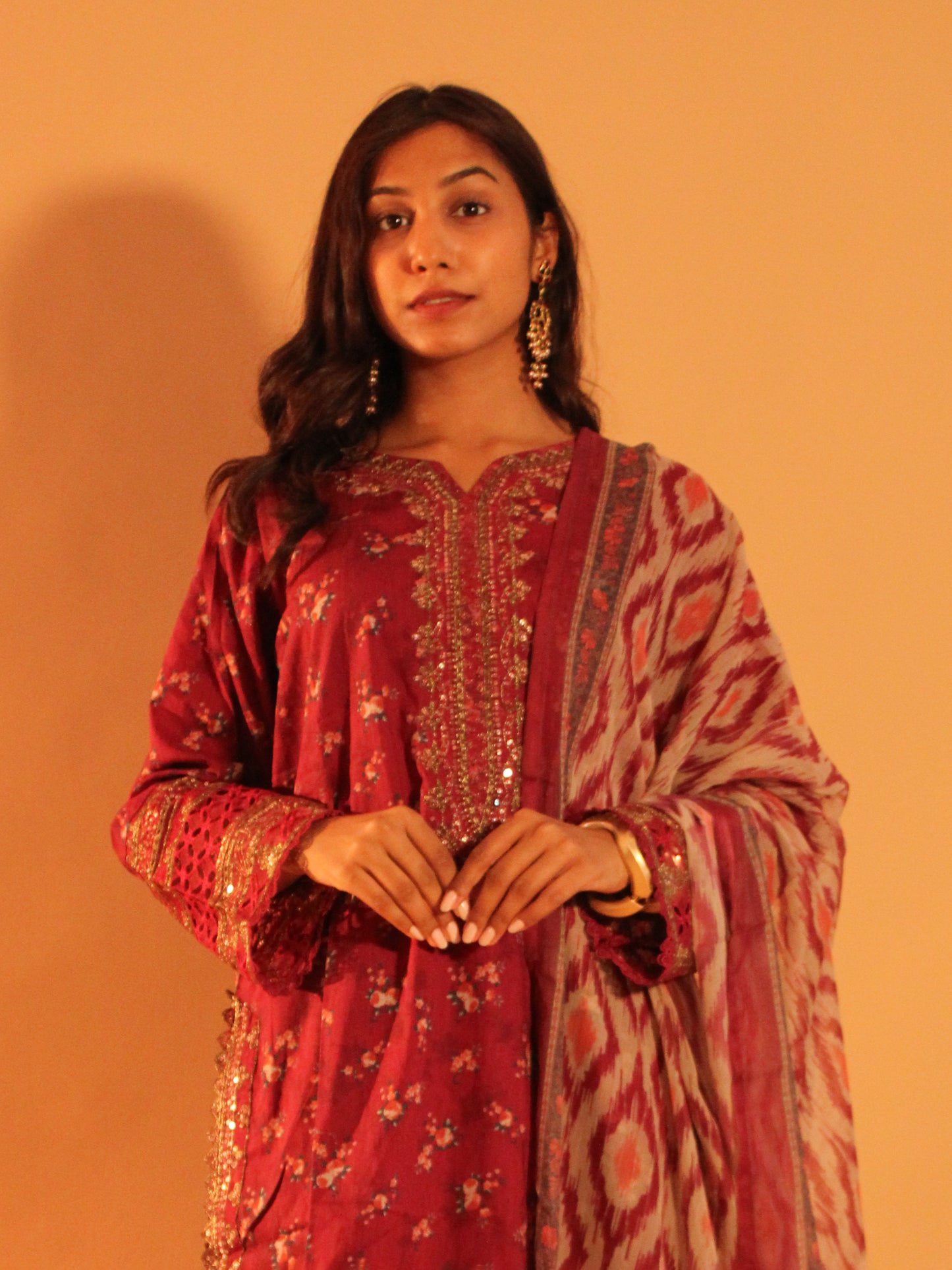 Deep Pink Farshi Salwar Set | Pure Cotton | 3 Piece Set