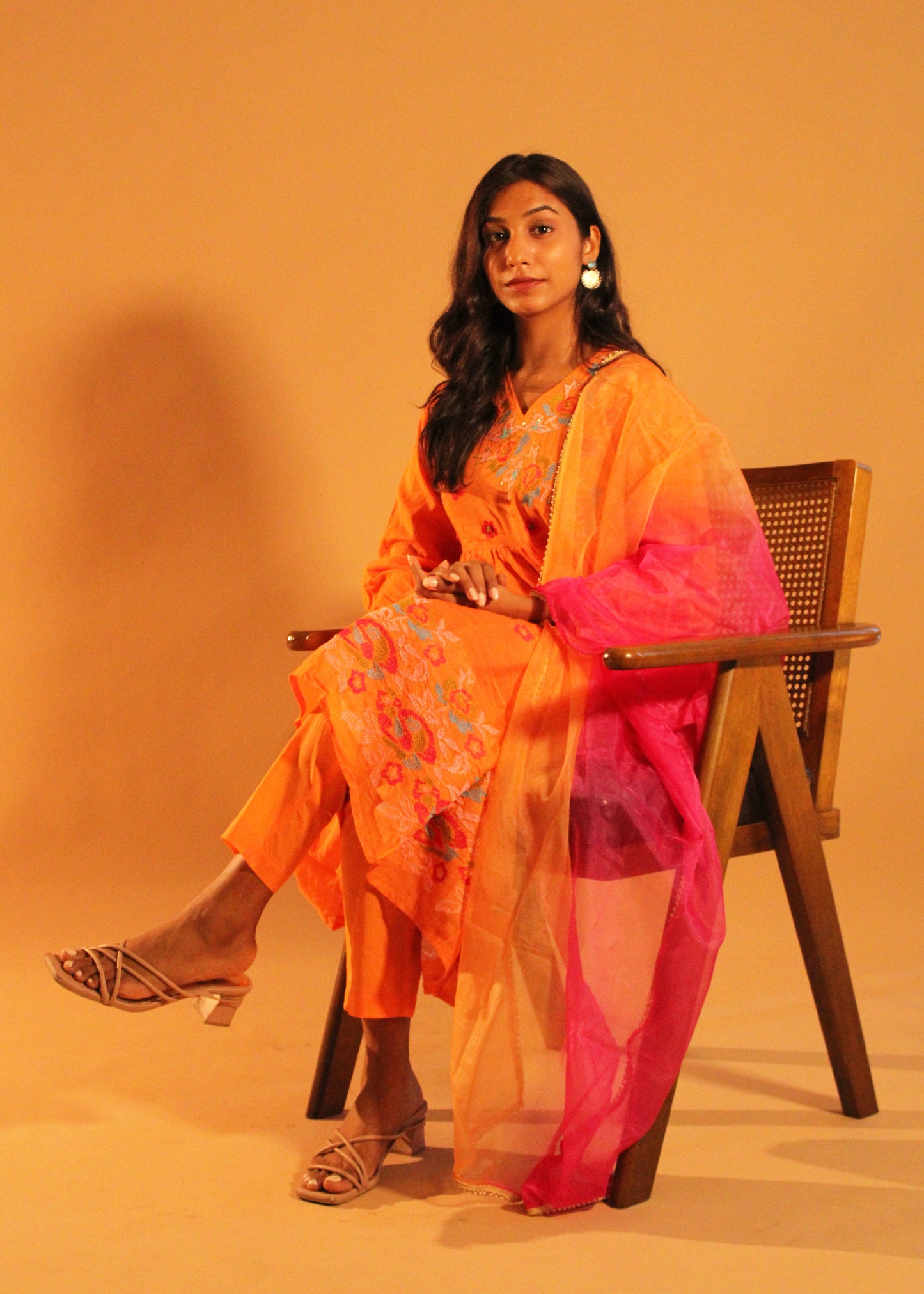 Orange Pink Anarkali