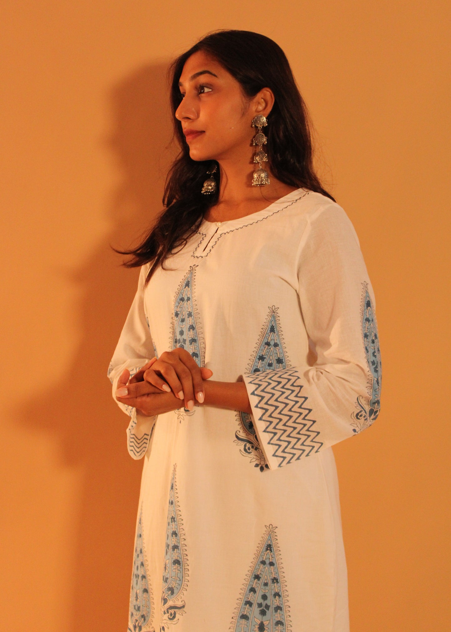 Blue-White Printed Coord
