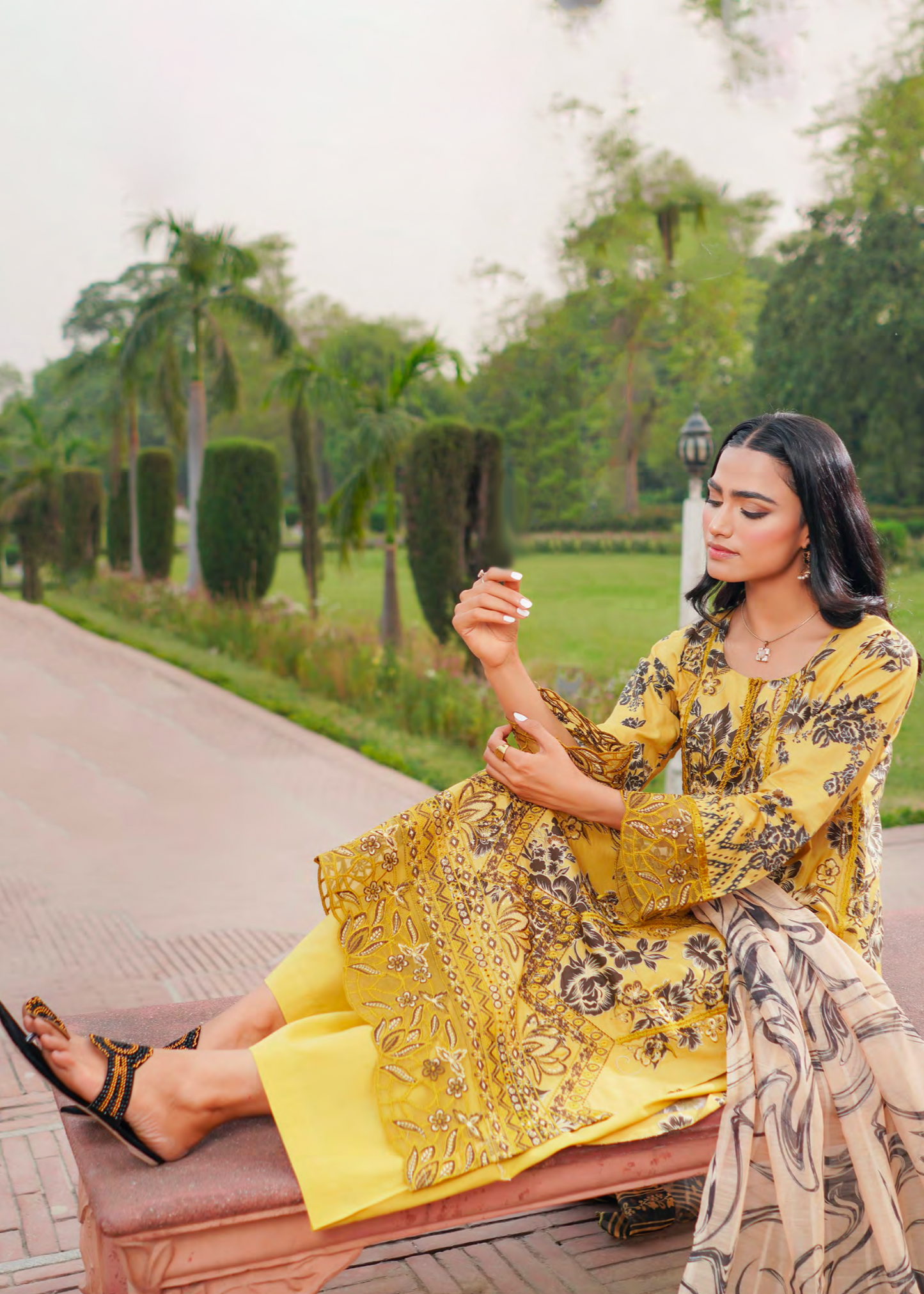 Mustard Embroidered Salwar
