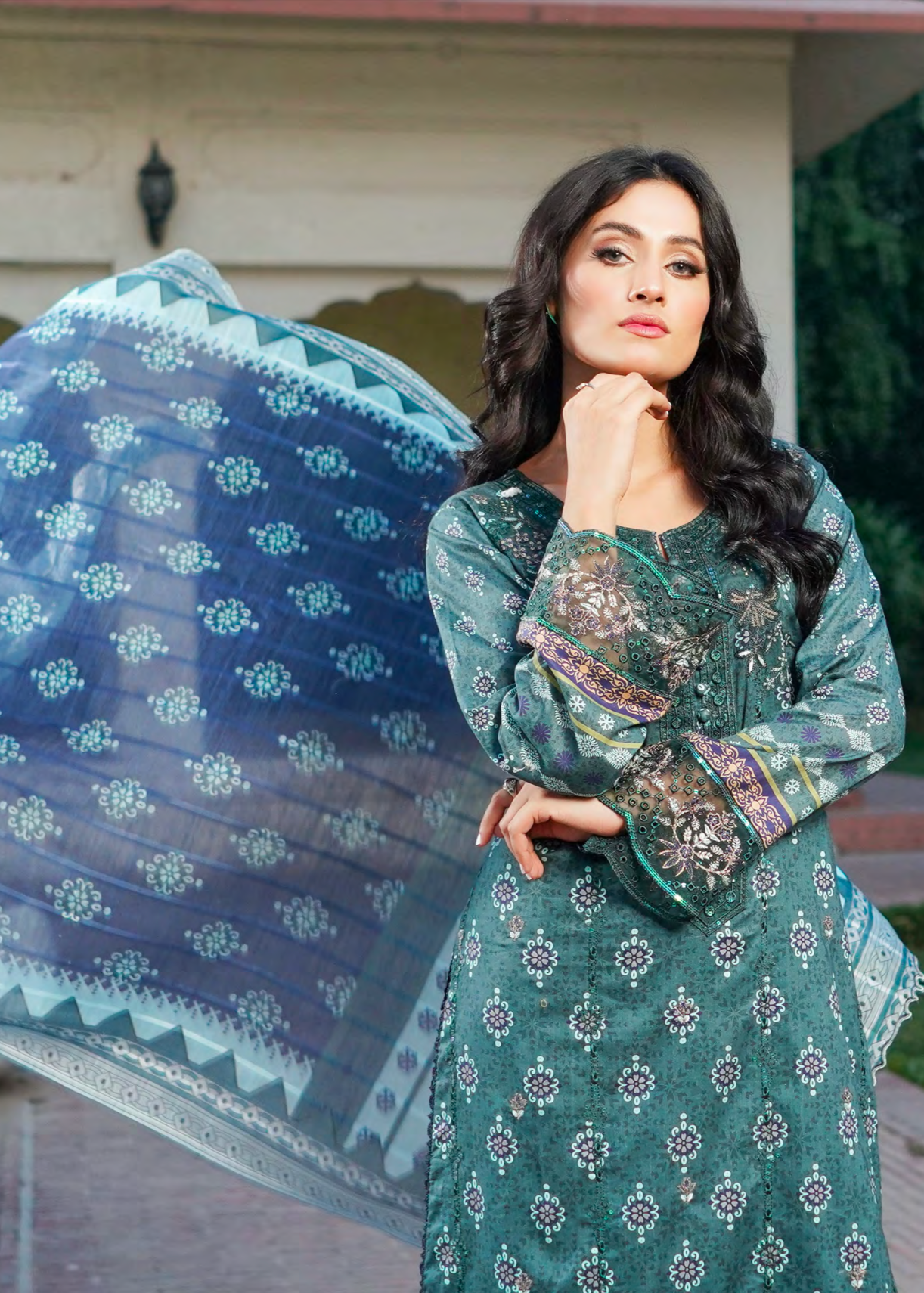 Teal Embroidered Salwar