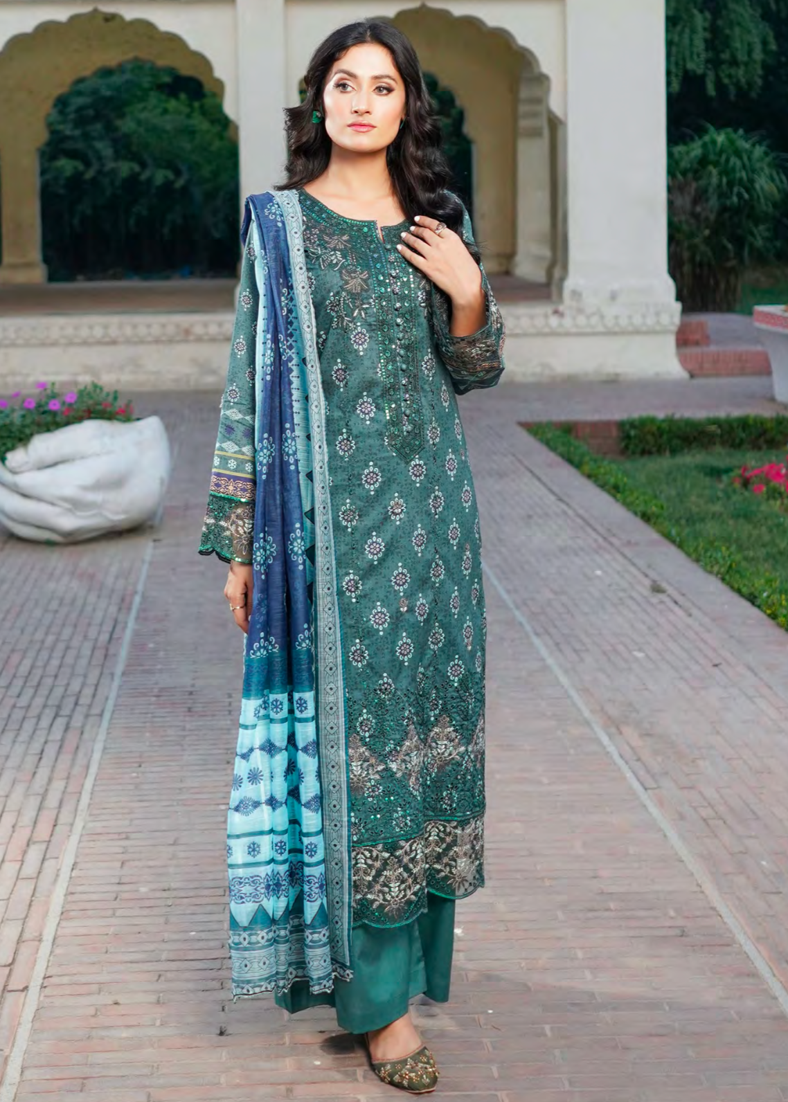 Teal Embroidered Salwar