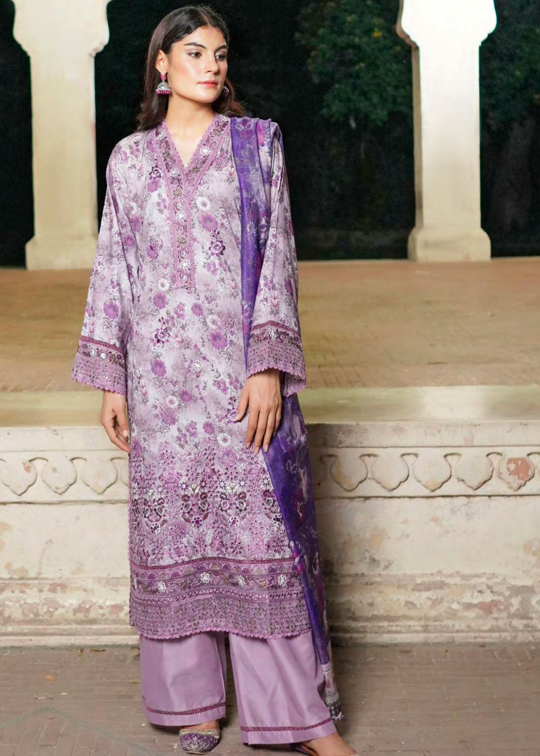 Purple Embroidered Salwar