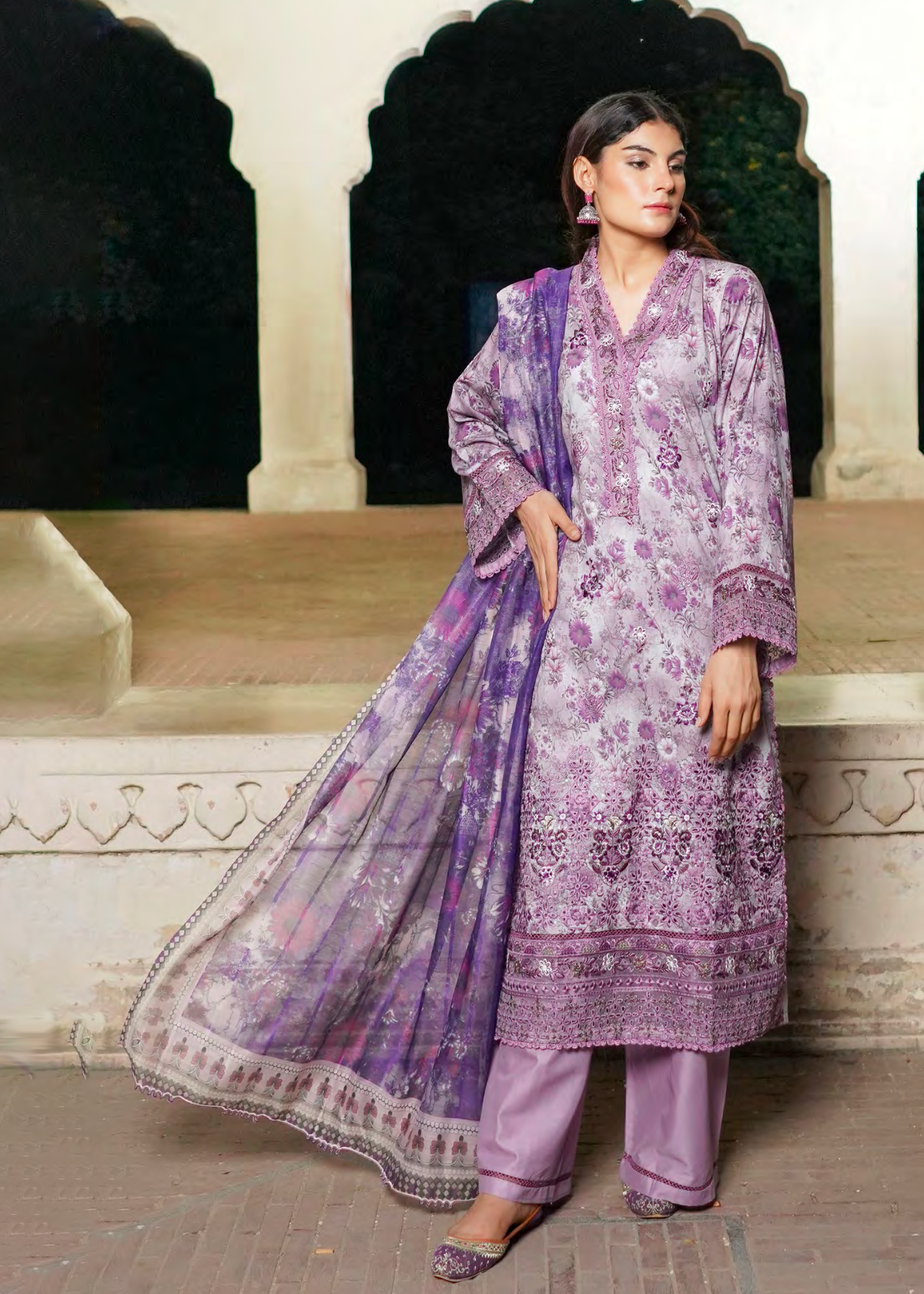 Purple Embroidered Salwar