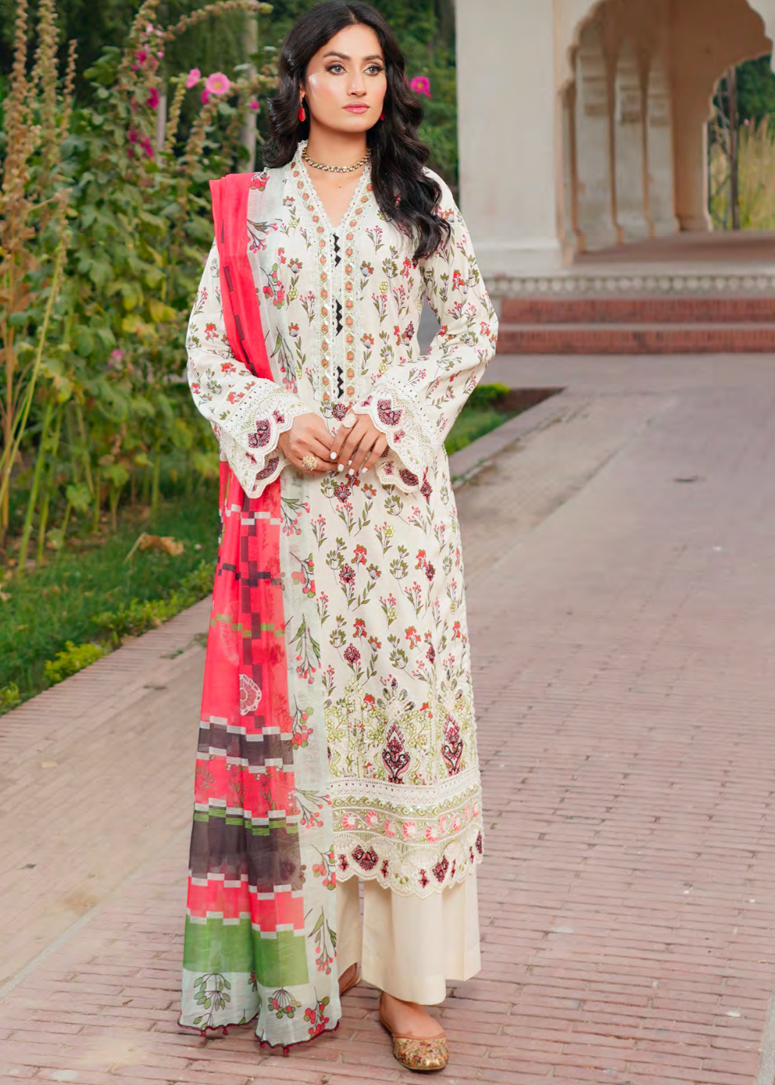 Off White Embroidered Salwar