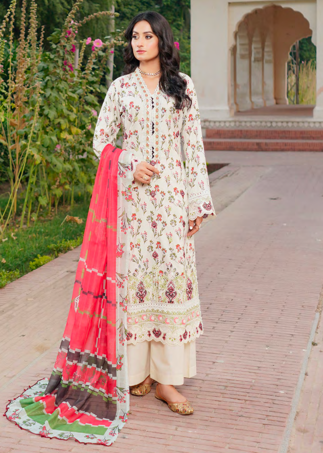 Off White Embroidered Salwar
