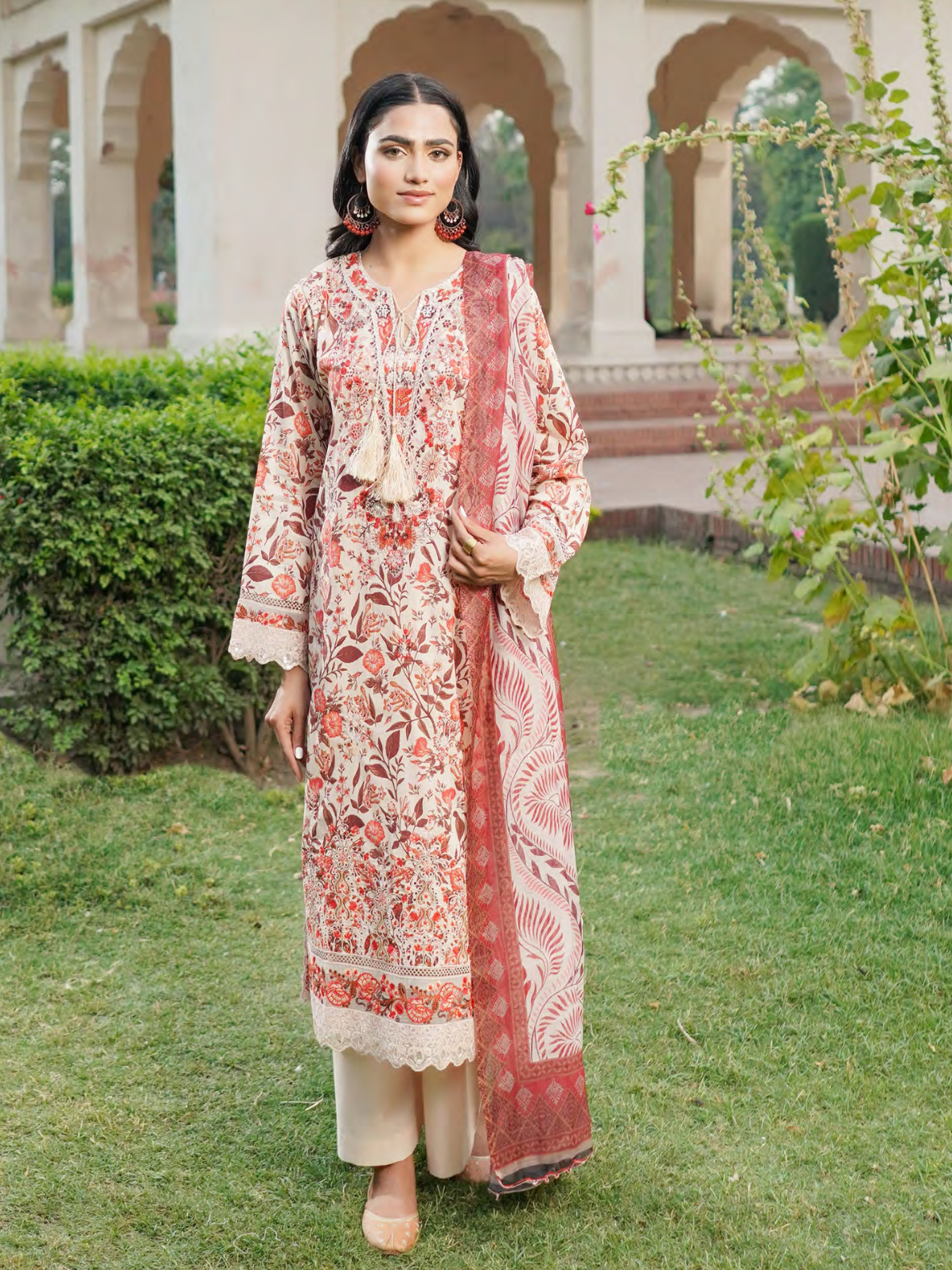 Badami Embroidered Stitched Salwar Set | Lawn Cotton | Munira