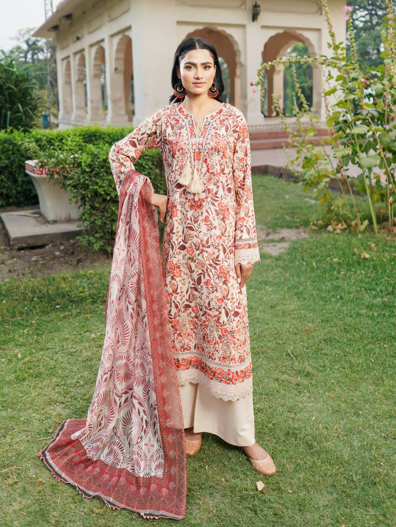 Badami Embroidered Stitched Salwar Set | Lawn Cotton | Munira