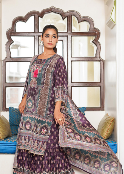 Purple Embellished Sharara