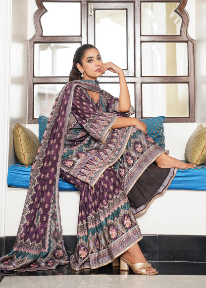 Purple Embellished Sharara