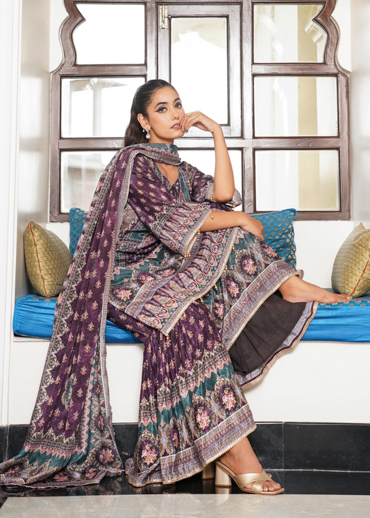 Purple Embellished Sharara