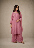 Noor Chikankari 3 Piece Set - Dusty Pink
