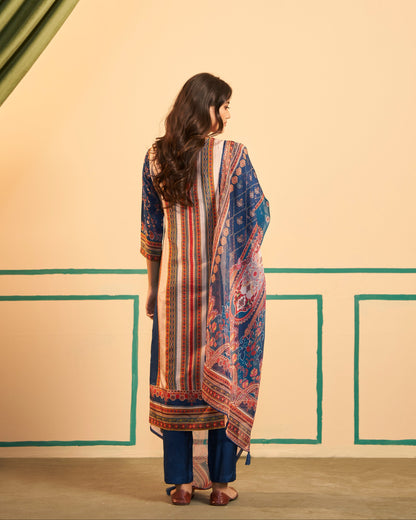Blue & Ivory Printed Salwar
