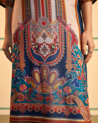 Blue & Ivory Printed Salwar