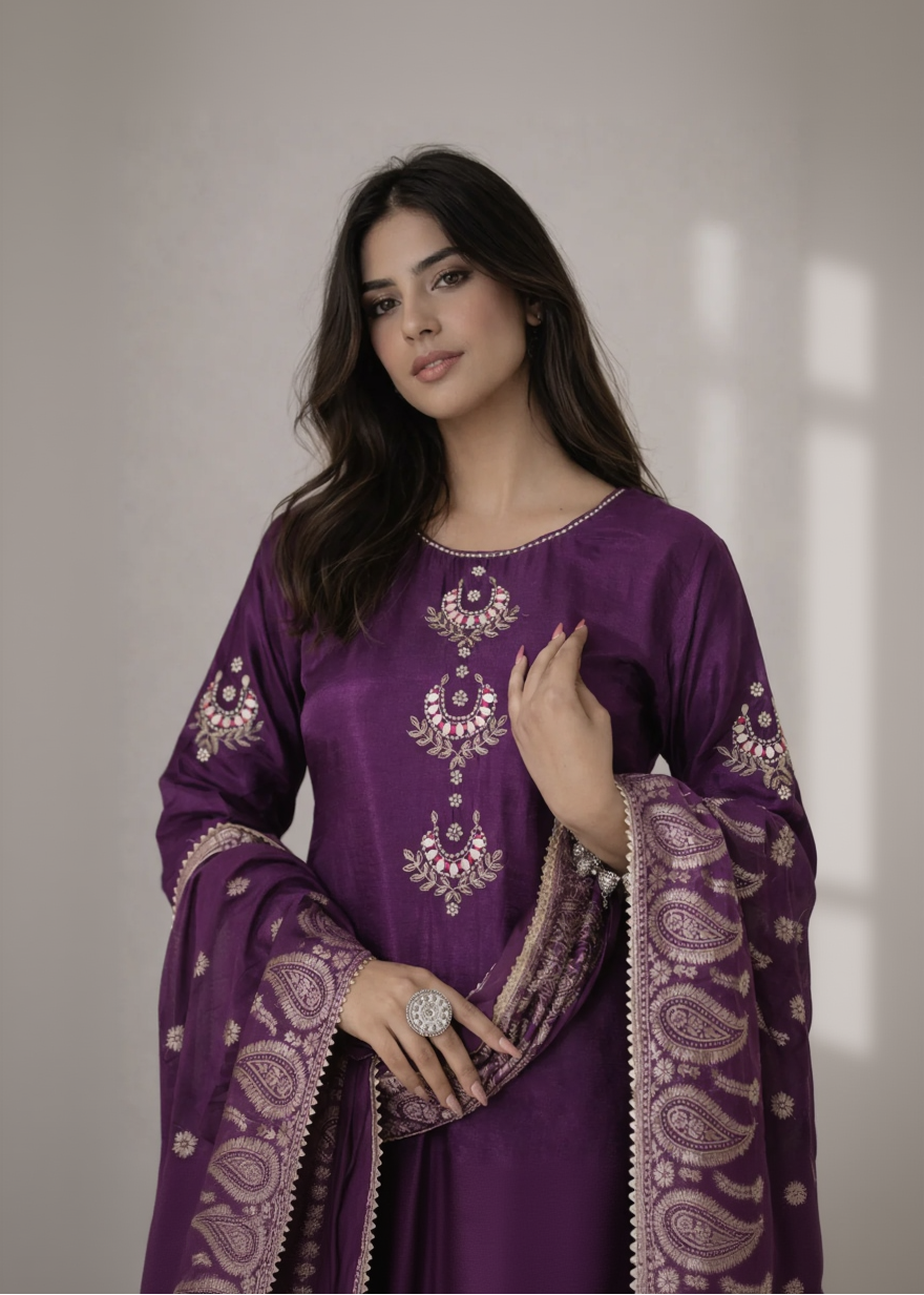 Violet Banaras Salwar Set