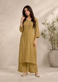 Adaa Chikankari 2 Piece Set - Mustard