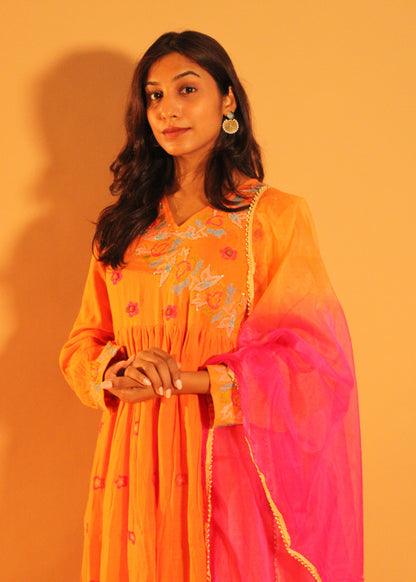 Orange Pink Anarkali